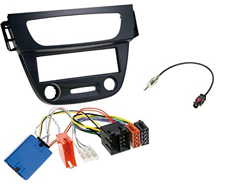 1 DIN Radio Einbauset mit Lenkradfernbedienung für Renault Megane 3 (Z) 2009-2012 schwarz mit ISO von EHO