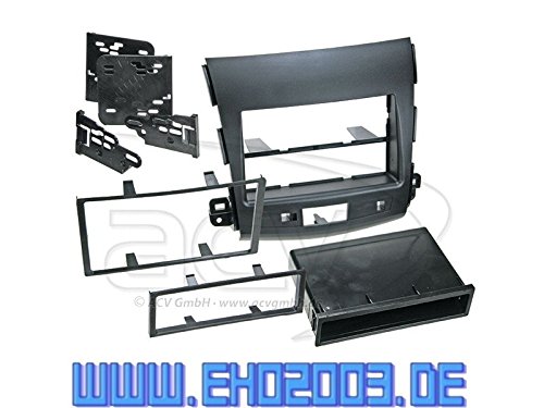 2 DIN Radioeinbauset Blende Radioanschlusskabel Antennenadapter Komplettset für Peugeot 4007 V 09/2007-03/2012 schwarz von EHO