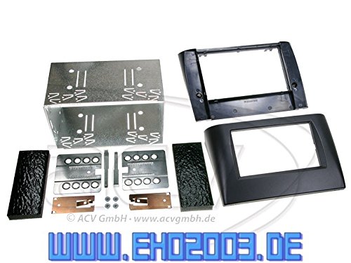 2 DIN Radioeinbauset Blende Radioanschlusskabel Antennenadapter Komplettset für Fiat Stilo 192 2001-05/2008 schwarz von EHO