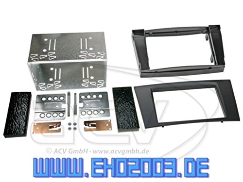 2 DIN Radioeinbauset Blende Radioanschlusskabel Antennenadapter Komplettset für Mercedes E Klasse W211 S211 03/2002-10/2009 schwarz von EHO