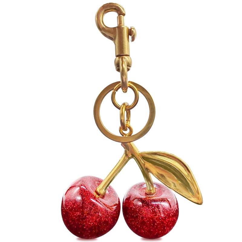 EIOYUMY Cherry Schlüsselanhänger Taschenanhänger Cherry Bag Charm für Frauen Glänzendes Harz & Metall Zubehör für Geldbörsen und Taschen Rot Groß von EIOYUMY