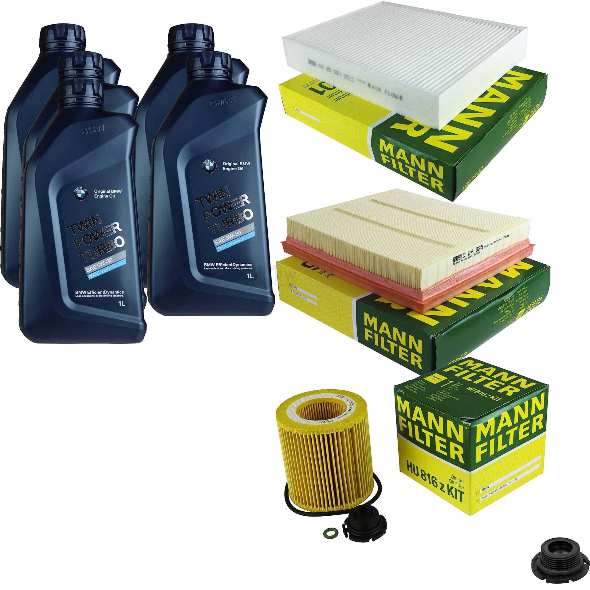 EISENFELS Filter Set Inspektionspaket erstellt mit 5 L Motoröl 5W-30 TWIN POWER TURBO, MANN-FILTER Ölfilter, Luftfilter, Innenraumfilter, Verschlussschraube EISENFELS Filter Set Inspektionspaket erstellt mit 5 L Motoröl 5W-30 TWIN POWER TURBO, MANN-FILTER Ölfilter, Luftfilter, Innenraumfilter, Verschlussschraube von EISENFELS