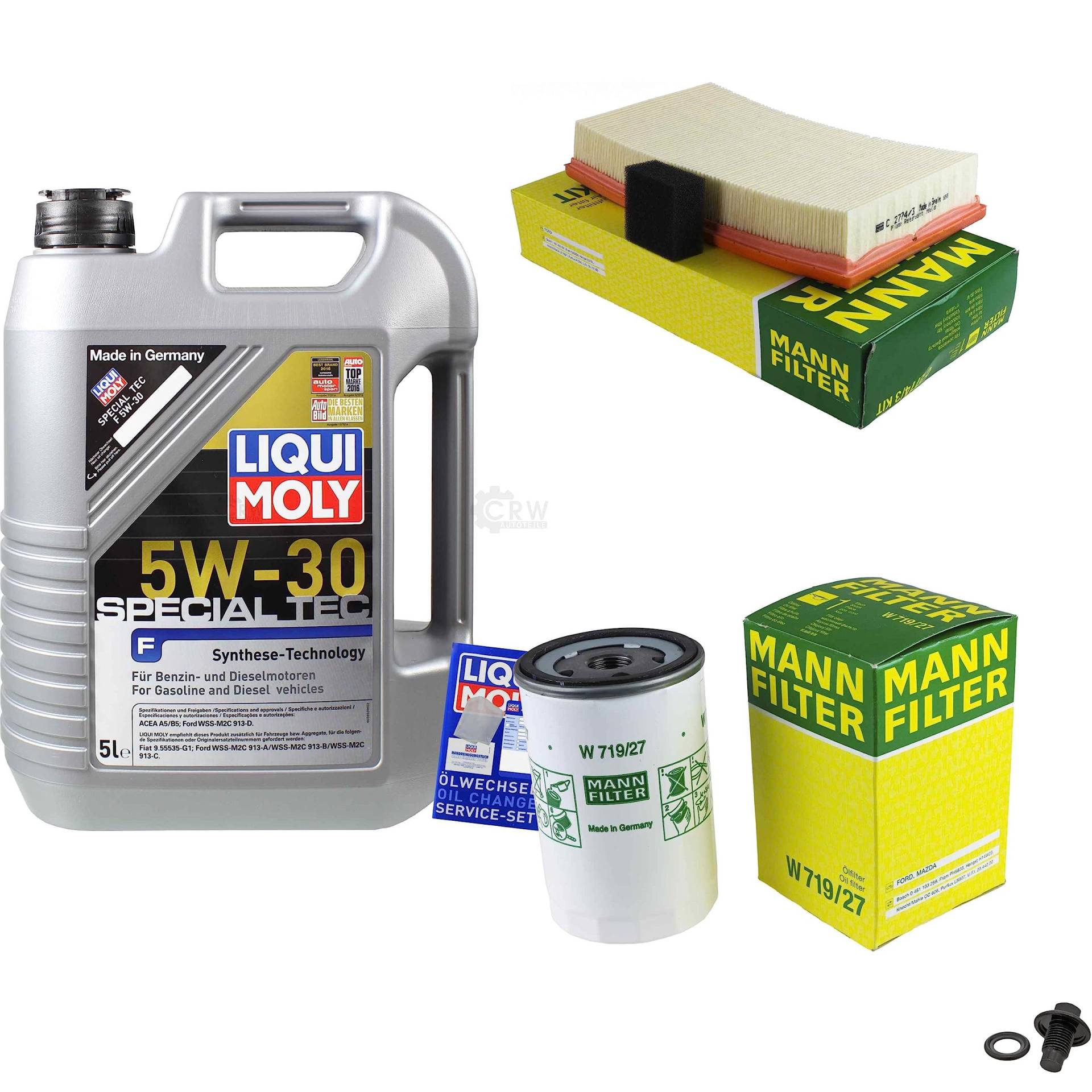 EISENFELS Filter Set Inspektionspaket erstellt mit 5 L Motoröl Liqui Moly 5W-30 Special Tec F, MANN-FILTER Ölfilter, Luftfilter, Verschlussschraube EISENFELS Filter Set Inspektionspaket erstellt mit 5 L Motoröl Liqui Moly 5W-30 Special Tec F, MANN-FILTER Ölfilter, Luftfilter, Verschlussschraube von EISENFELS