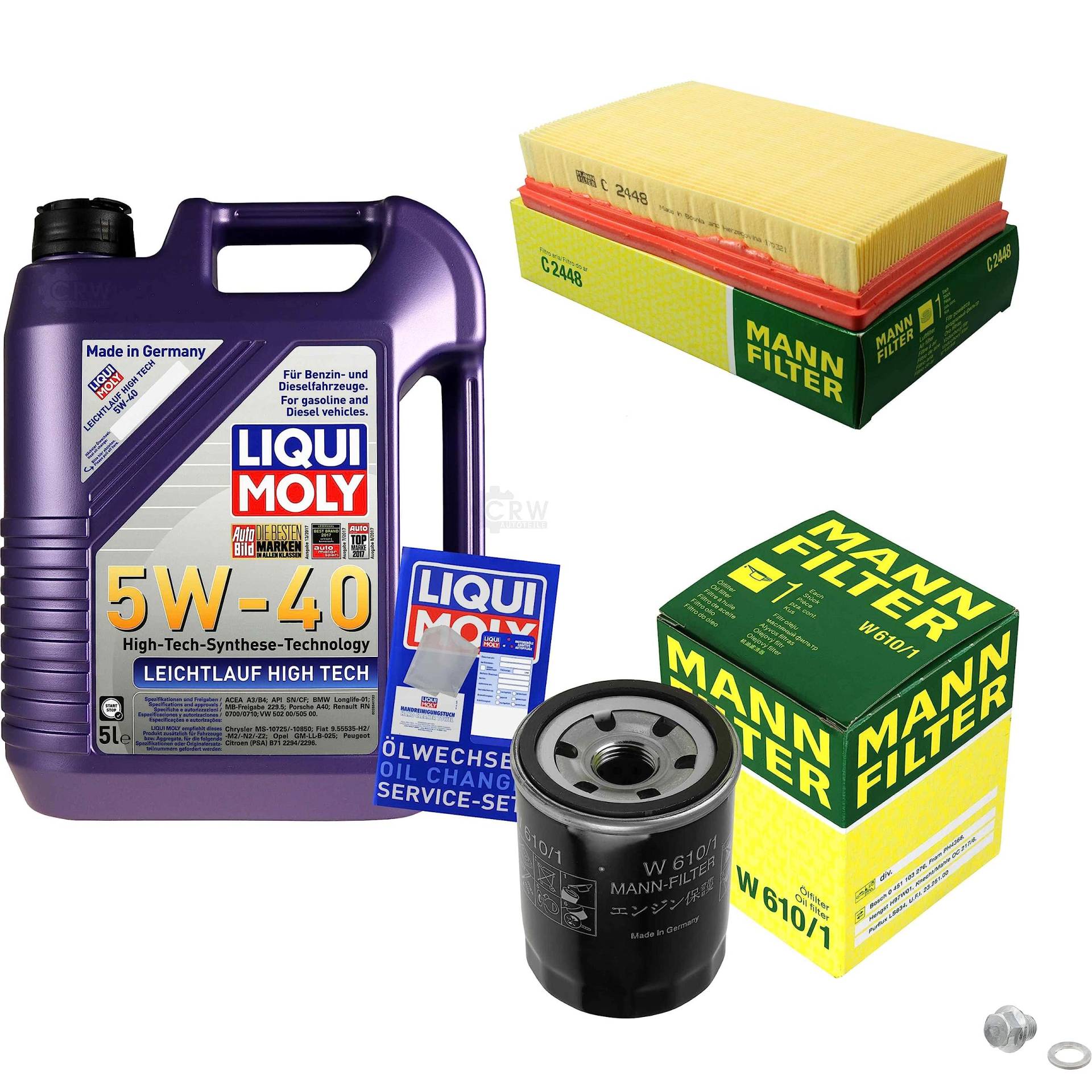 EISENFELS Filter Set Inspektionspaket erstellt mit 5 L Motoröl Liqui Moly 5W-40 Leichtlauf High Tech, MANN-FILTER Ölfilter, Luftfilter, Verschlussschraube EISENFELS Filter Set Inspektionspaket erstellt mit 5 L Motoröl Liqui Moly 5W-40 Leichtlauf High Tech, MANN-FILTER Ölfilter, Luftfilter, Verschlussschraube von EISENFELS