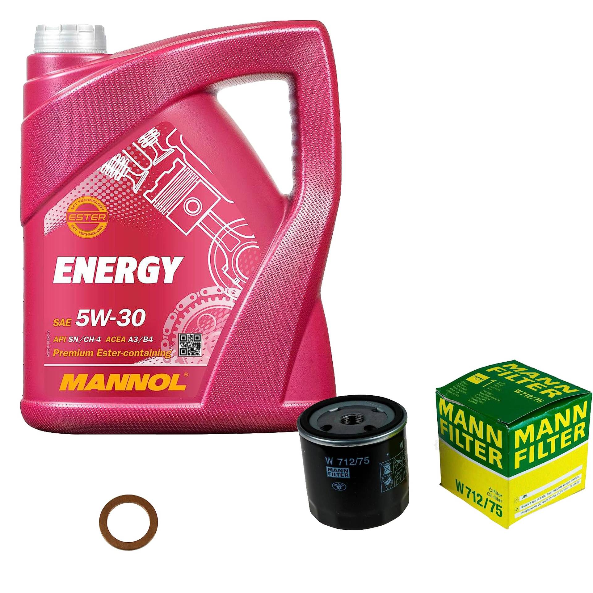 EISENFELS Filter Set Inspektionspaket erstellt mit 5 L Motoröl MANNOL Energy 5W-30, MANN-FILTER Ölfilter, Dichtring von EISENFELS