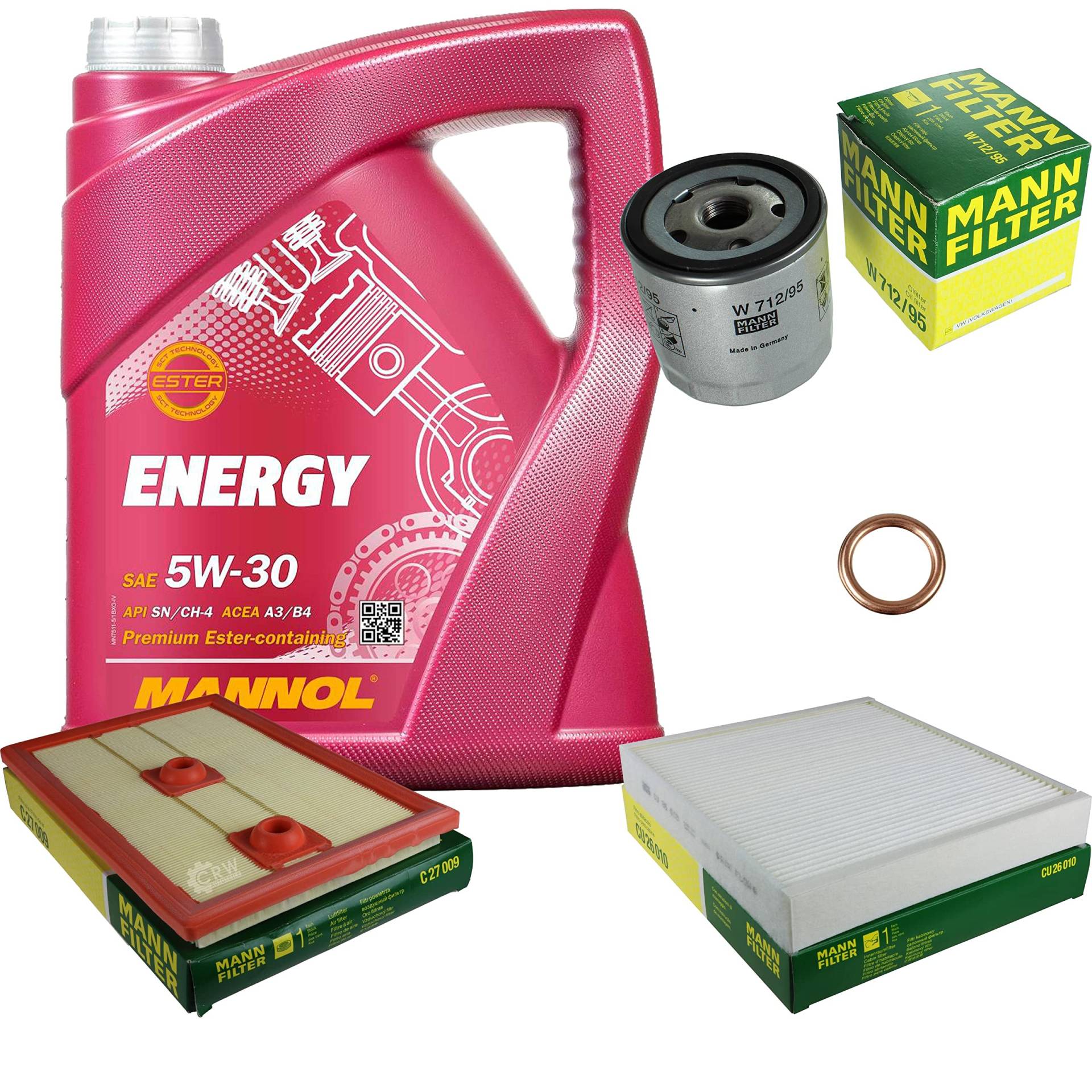 EISENFELS Filter Set Inspektionspaket erstellt mit 5 L Motoröl MANNOL Energy 5W-30, MANN-FILTER Ölfilter, Luftfilter, Innenraumfilter, Dichtring EISENFELS Filter Set Inspektionspaket erstellt mit 5 L Motoröl MANNOL Energy 5W-30, MANN-FILTER Ölfilter, Luftfilter, Innenraumfilter, Dichtring von EISENFELS