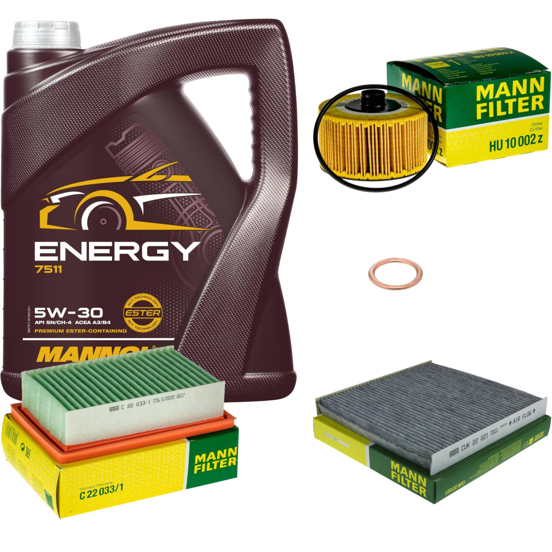 EISENFELS Filter Set Inspektionspaket erstellt mit 5 L Motoröl MANNOL Energy 5W-30, MANN-FILTER Ölfilter, Luftfilter, Innenraumfilter, Dichtring EISENFELS Filter Set Inspektionspaket erstellt mit 5 L Motoröl MANNOL Energy 5W-30, MANN-FILTER Ölfilter, Luftfilter, Innenraumfilter, Dichtring von EISENFELS