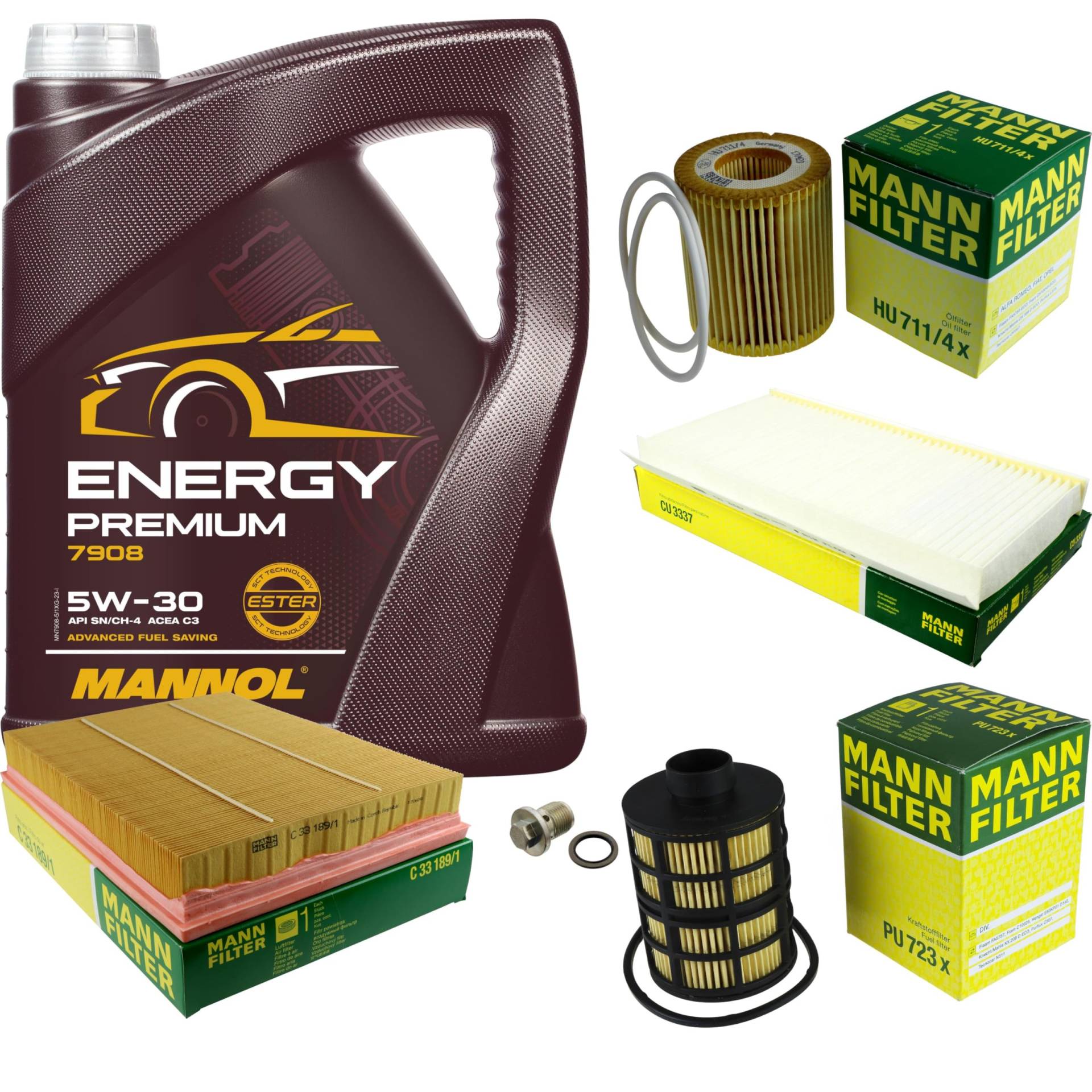 EISENFELS Filter Set Inspektionspaket erstellt mit 5 L Motoröl MANNOL Energy 5W-30, MANN-FILTER Ölfilter, Luftfilter, Innenraumfilter, Kraftstofffilter, Verschlussschraube EISENFELS Filter Set Inspektionspaket erstellt mit 5 L Motoröl MANNOL Energy 5W-30, MANN-FILTER Ölfilter, Luftfilter, Innenraumfilter, Kraftstofffilter, Verschlussschraube von EISENFELS