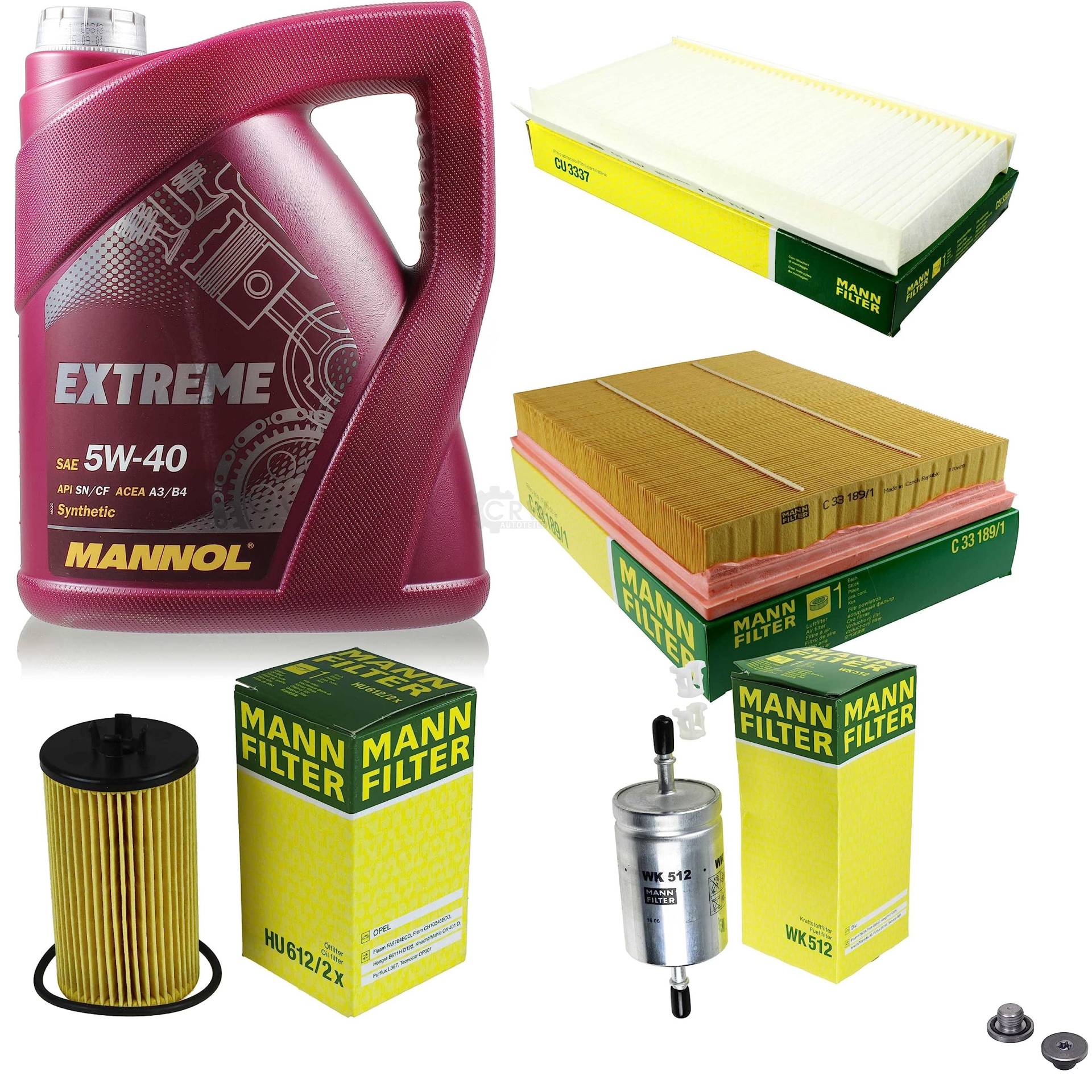 EISENFELS Filter Set Inspektionspaket erstellt mit 5 L Motoröl MANNOL Extreme 5W-40, MANN-FILTER Ölfilter, Luftfilter, Innenraumfilter, Kraftstofffilter, Verschlussschraube EISENFELS Filter Set Inspektionspaket erstellt mit 5 L Motoröl MANNOL Extreme 5W-40, MANN-FILTER Ölfilter, Luftfilter, Innenraumfilter, Kraftstofffilter, Verschlussschraube von EISENFELS