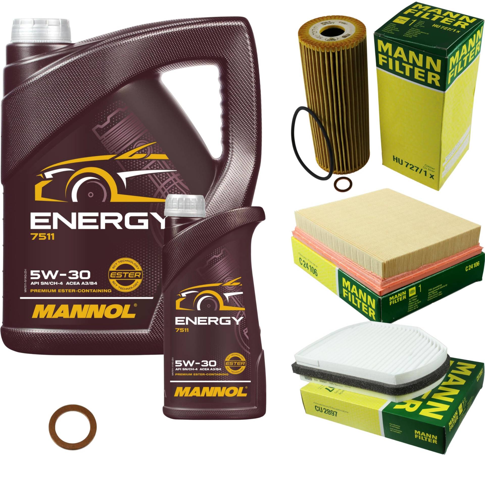 EISENFELS Filter Set Inspektionspaket erstellt mit 6 L Motoröl MANNOL Energy 5W-30, MANN-FILTER Ölfilter, Luftfilter, Innenraumfilter, Dichtring EISENFELS Filter Set Inspektionspaket erstellt mit 6 L Motoröl MANNOL Energy 5W-30, MANN-FILTER Ölfilter, Luftfilter, Innenraumfilter, Dichtring von EISENFELS