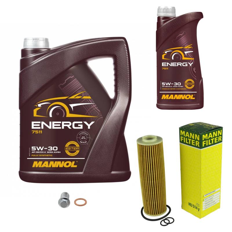 EISENFELS Filter Set Inspektionspaket erstellt mit 6 L Motoröl MANNOL Energy 5W-30, MANN-FILTER Ölfilter, Verschlussschraube von EISENFELS