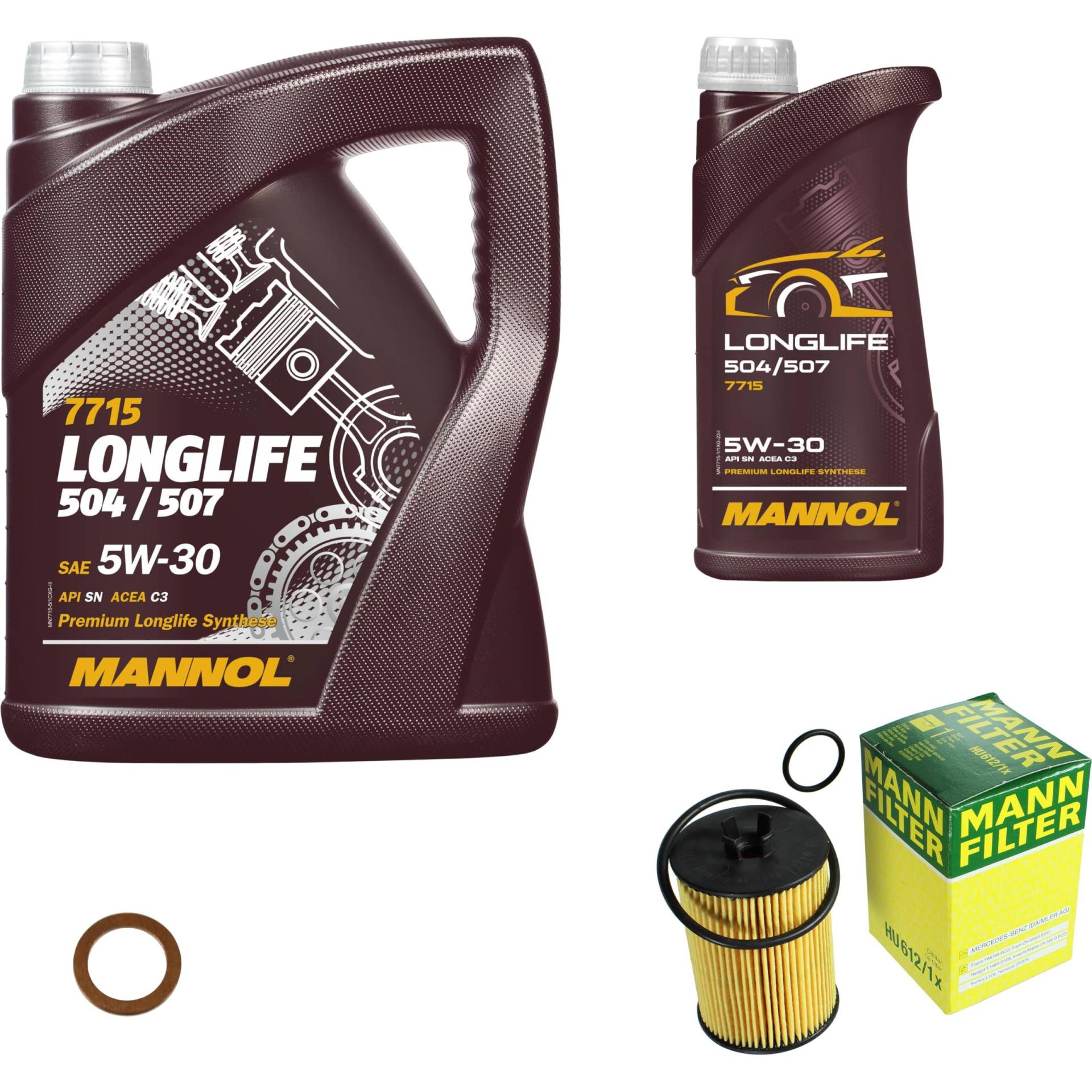 EISENFELS Filter Set Inspektionspaket erstellt mit 6 L Motoröl MANNOL Longlife 504/507 5W-30, MANN-FILTER Ölfilter, Dichtring EISENFELS Filter Set Inspektionspaket erstellt mit 6 L Motoröl MANNOL Longlife 504/507 5W-30, MANN-FILTER Ölfilter, Dichtring von EISENFELS