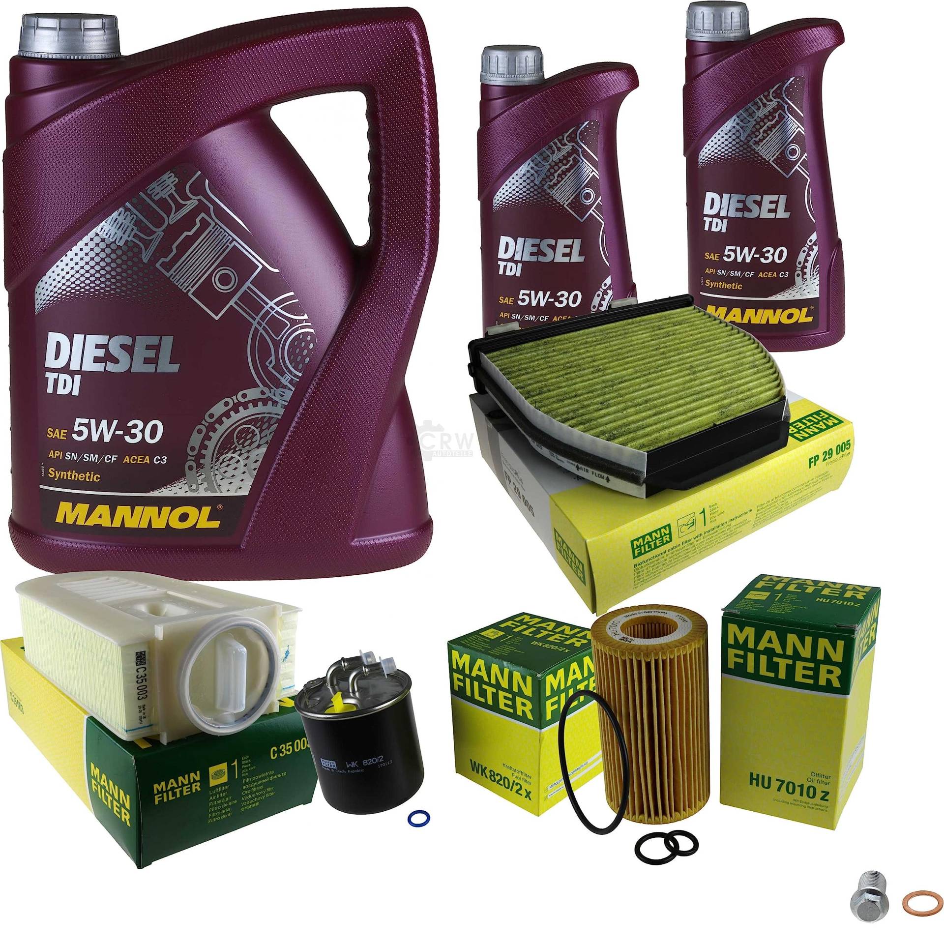 EISENFELS Filter Set Inspektionspaket erstellt mit 7 L Motoröl MANNOL Diesel TDI 5W-30, MANN-FILTER Ölfilter, Luftfilter, Innenraumfilter, Kraftstofffilter, Verschlussschraube EISENFELS Filter Set Inspektionspaket erstellt mit 7 L Motoröl MANNOL Diesel TDI 5W-30, MANN-FILTER Ölfilter, Luftfilter, Innenraumfilter, Kraftstofffilter, Verschlussschraube von EISENFELS