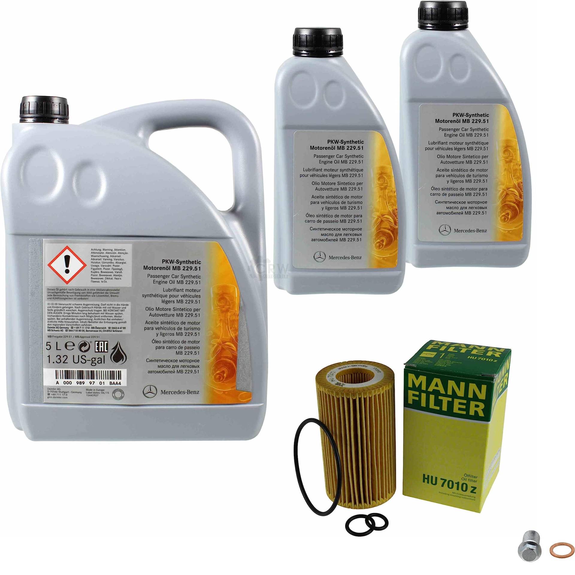 EISENFELS Filter Set Inspektionspaket erstellt mit 7L MB Motoröl 229.51 5W-30, MANN-FILTER Ölfilter, Verschlussschraube EISENFELS Filter Set Inspektionspaket erstellt mit 7L MB Motoröl 229.51 5W-30, MANN-FILTER Ölfilter, Verschlussschraube von EISENFELS