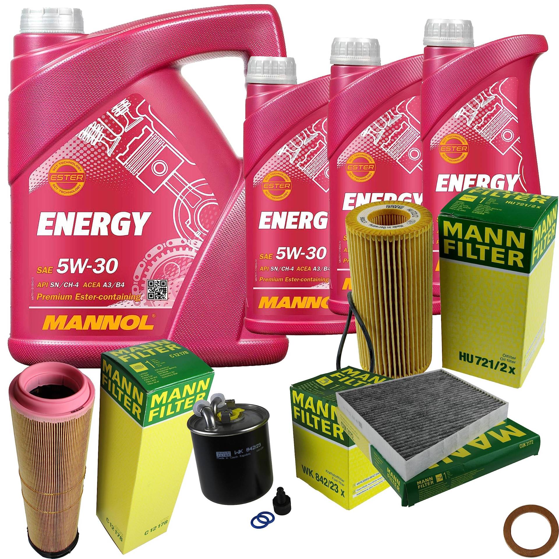EISENFELS Filter Set Inspektionspaket erstellt mit 8 L Motoröl MANNOL Energy 5W-30, MANN-FILTER Ölfilter, Luftfilter, Kraftstofffilter, Innenraumfilter, Dichtring EISENFELS Filter Set Inspektionspaket erstellt mit 8 L Motoröl MANNOL Energy 5W-30, MANN-FILTER Ölfilter, Luftfilter, Kraftstofffilter, Innenraumfilter, Dichtring von EISENFELS