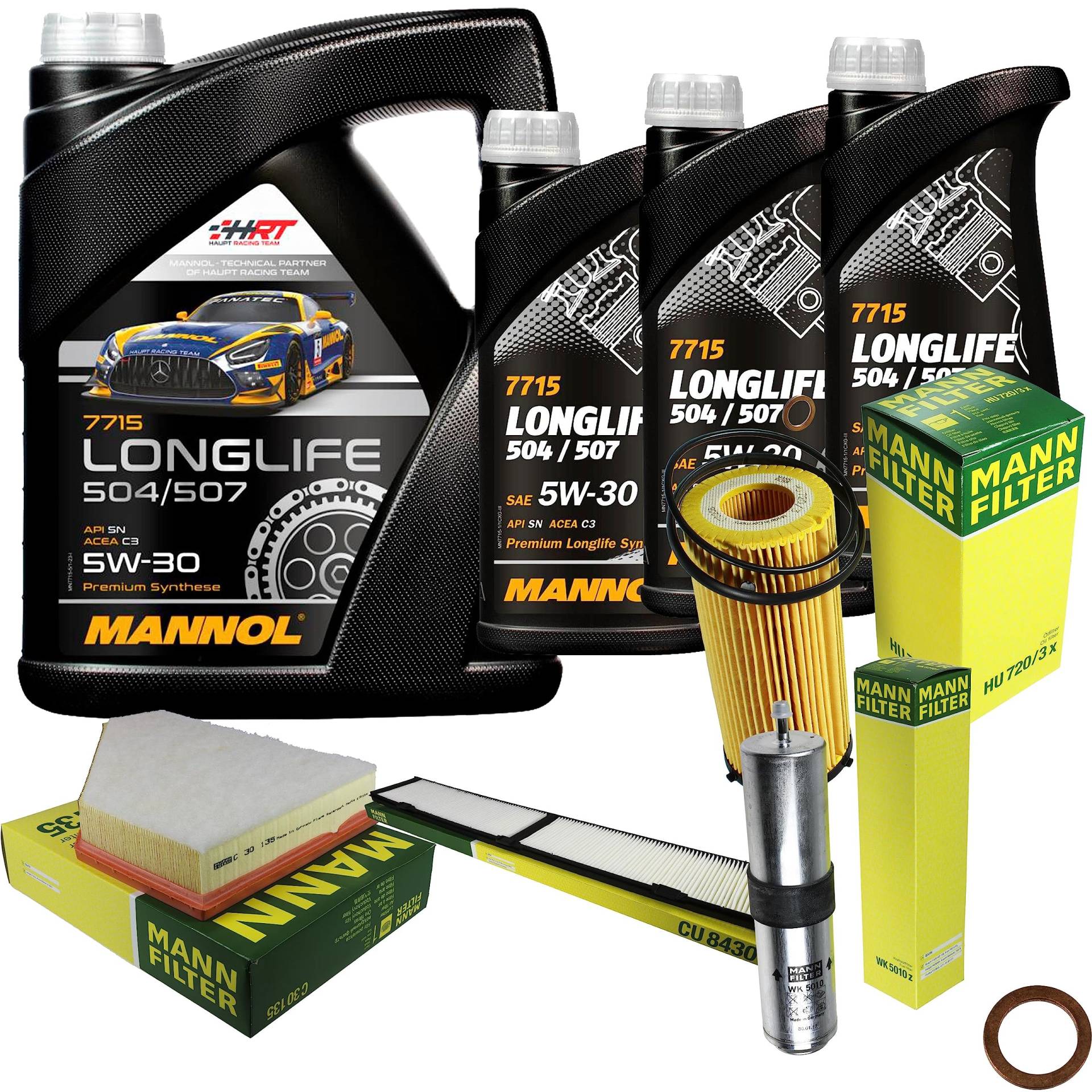EISENFELS Filter Set Inspektionspaket erstellt mit 8 L Motoröl MANNOL Longlife 504/507 5W-30, MANN-FILTER Ölfilter, Luftfilter, Innenraumfilter, Dichtring EISENFELS Filter Set Inspektionspaket erstellt mit 8 L Motoröl MANNOL Longlife 504/507 5W-30, MANN-FILTER Ölfilter, Luftfilter, Innenraumfilter, Dichtring von EISENFELS