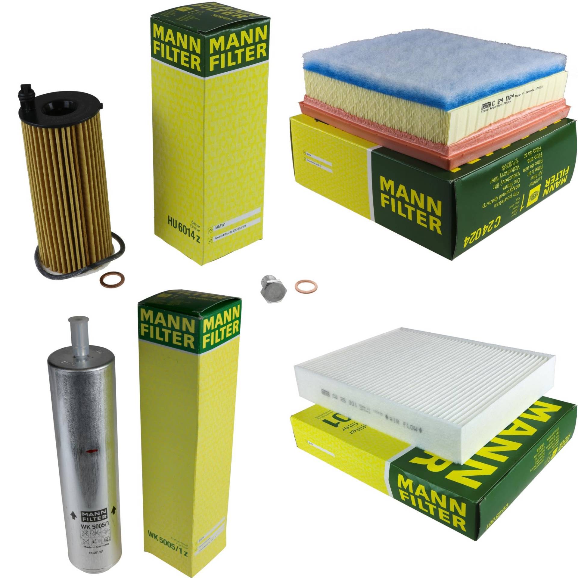 EISENFELS Filter Set Inspektionspaket erstellt mit MANN-FILTER Ölfilter HU 6014 z, Luftfilter C 24 024, Kraftstofffilter WK 5005/1 z, Innenraumfilter CU 25 001, Verschlussschraube EISENFELS Filter Set Inspektionspaket erstellt mit MANN-FILTER Ölfilter HU 6014 z, Luftfilter C 24 024, Kraftstofffilter WK 5005/1 z, Innenraumfilter CU 25 001, Verschlussschraube von EISENFELS