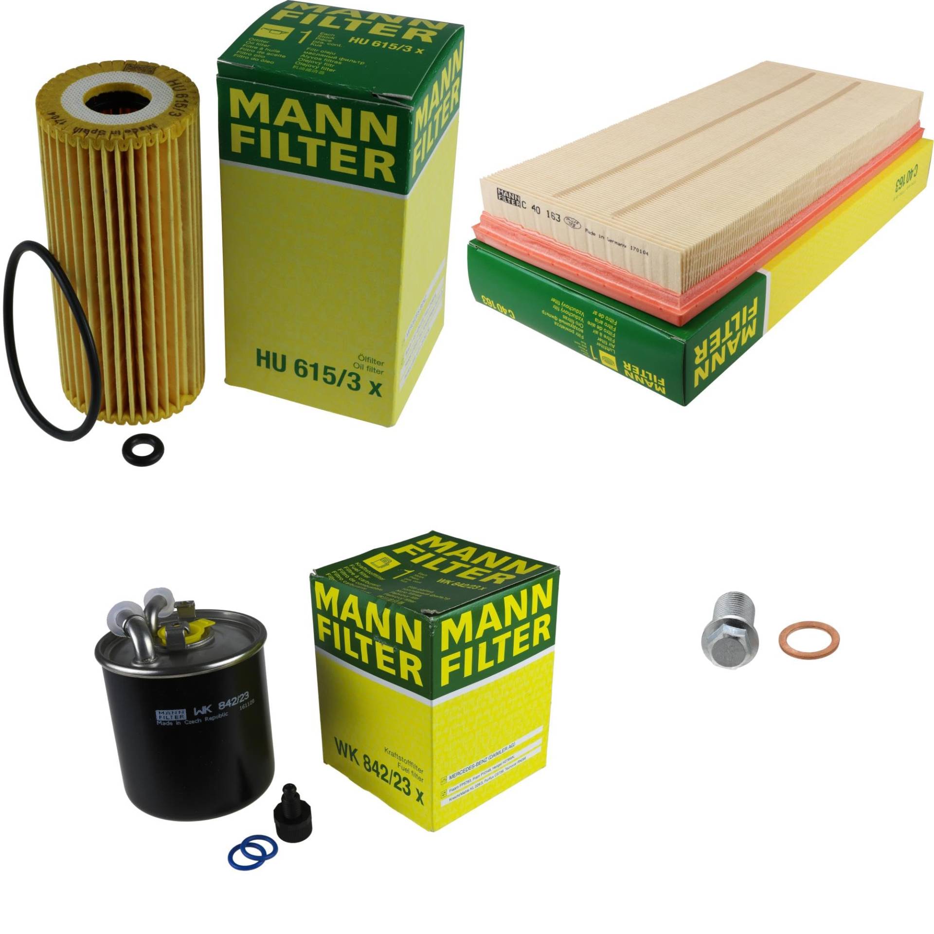 EISENFELS Filter Set Inspektionspaket erstellt mit MANN-FILTER Ölfilter HU 615/3 x, Luftfilter C 40 163, Kraftstofffilter WK 842/23 x, Verschlussschraube EISENFELS Filter Set Inspektionspaket erstellt mit MANN-FILTER Ölfilter HU 615/3 x, Luftfilter C 40 163, Kraftstofffilter WK 842/23 x, Verschlussschraube von EISENFELS