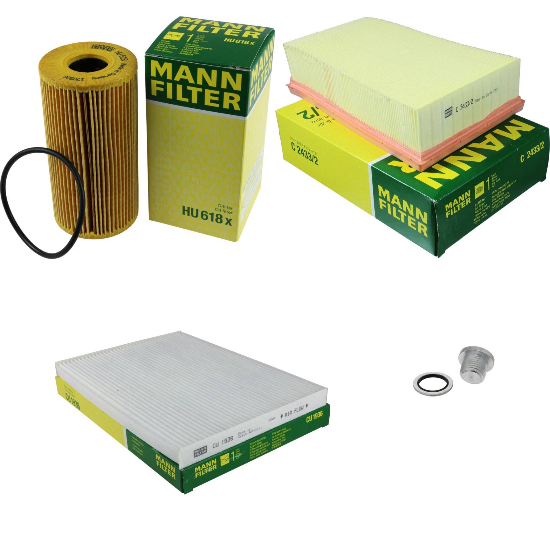 EISENFELS Filter Set Inspektionspaket erstellt mit MANN-FILTER Ölfilter HU 618 x, Luftfilter C 2433/2, Innenraumfilter CU 1936, Verschlussschraube EISENFELS Filter Set Inspektionspaket erstellt mit MANN-FILTER Ölfilter HU 618 x, Luftfilter C 2433/2, Innenraumfilter CU 1936, Verschlussschraube von EISENFELS