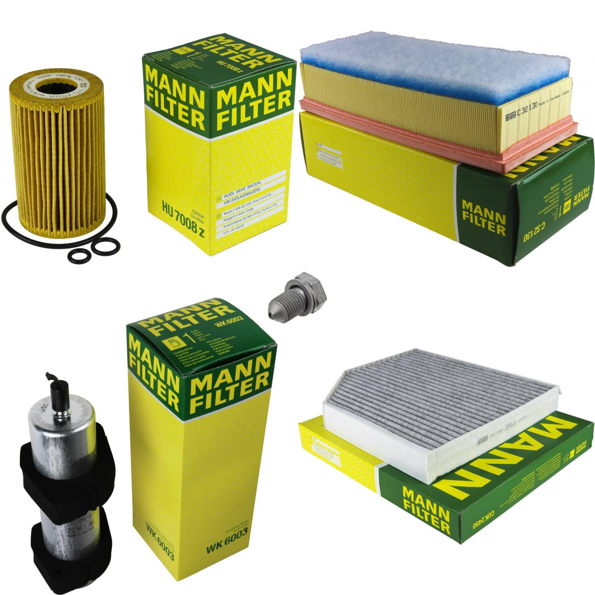 EISENFELS Filter Set Inspektionspaket erstellt mit MANN-FILTER Ölfilter HU 7008 z, Luftfilter C 32 130, Kraftstofffilter WK 6003, Innenraumfilter CUK 2450, Verschlussschraube EISENFELS Filter Set Inspektionspaket erstellt mit MANN-FILTER Ölfilter HU 7008 z, Luftfilter C 32 130, Kraftstofffilter WK 6003, Innenraumfilter CUK 2450, Verschlussschraube von EISENFELS