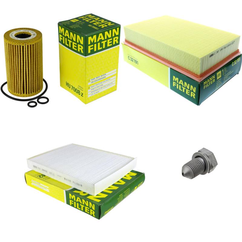 EISENFELS Filter Set Inspektionspaket erstellt mit MANN-FILTER Ölfilter HU 7008 z, Luftfilter C 32 191, Innenraumfilter CU 2842, Verschlussschraube von EISENFELS