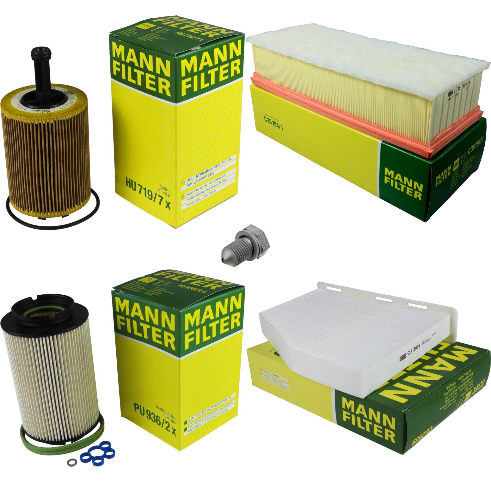 EISENFELS Filter Set Inspektionspaket erstellt mit MANN-FILTER Ölfilter HU 719/7 x, Luftfilter C 35 154/1, Kraftstofffilter PU 936/2 x, Innenraumfilter CU 2939, Verschlussschraube EISENFELS Filter Set Inspektionspaket erstellt mit MANN-FILTER Ölfilter HU 719/7 x, Luftfilter C 35 154/1, Kraftstofffilter PU 936/2 x, Innenraumfilter CU 2939, Verschlussschraube von EISENFELS