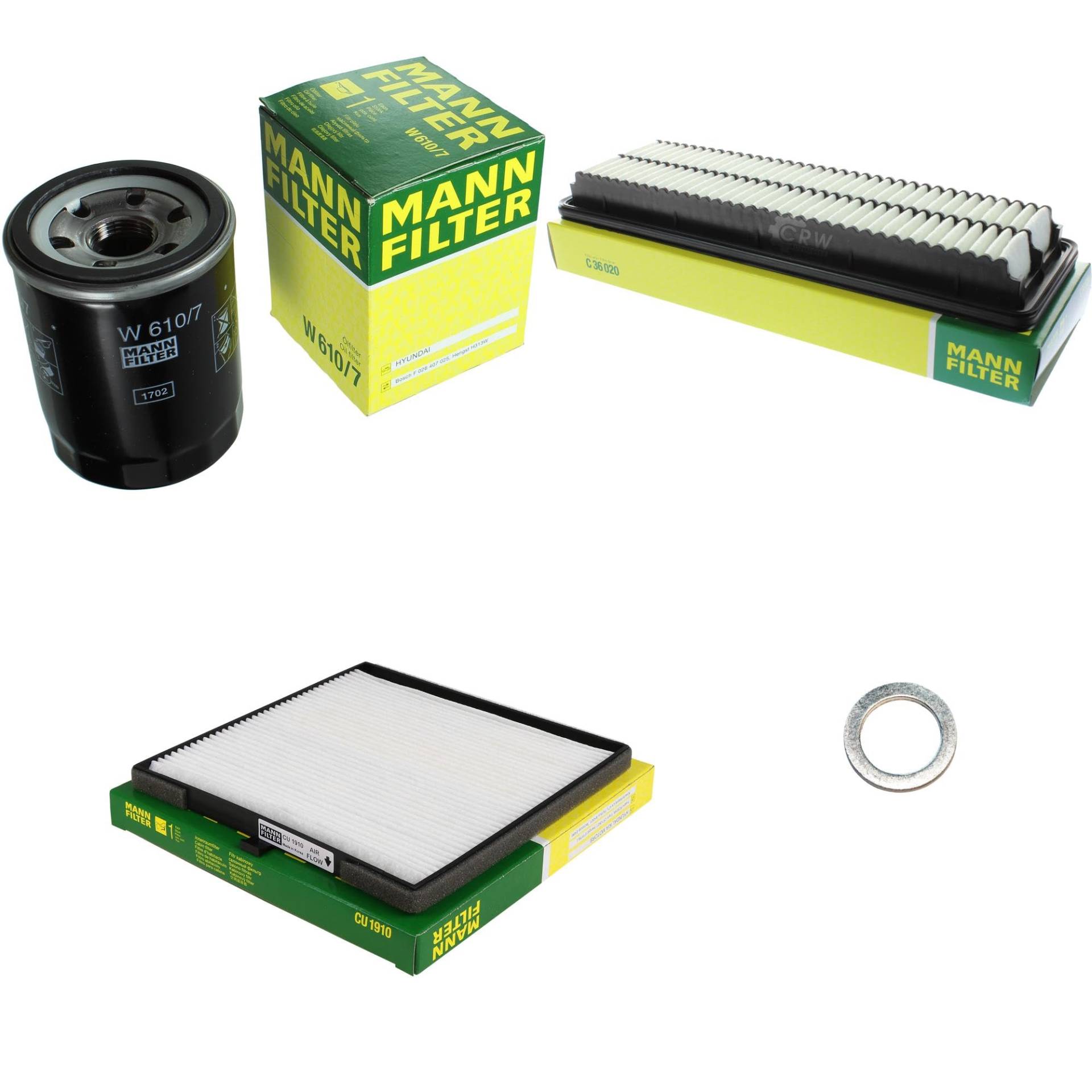 EISENFELS Filter Set Inspektionspaket erstellt mit MANN-FILTER Ölfilter W 610/7, Luftfilter C 36 020, Innenraumfilter CU 1910, Dichtring EISENFELS Filter Set Inspektionspaket erstellt mit MANN-FILTER Ölfilter W 610/7, Luftfilter C 36 020, Innenraumfilter CU 1910, Dichtring von EISENFELS