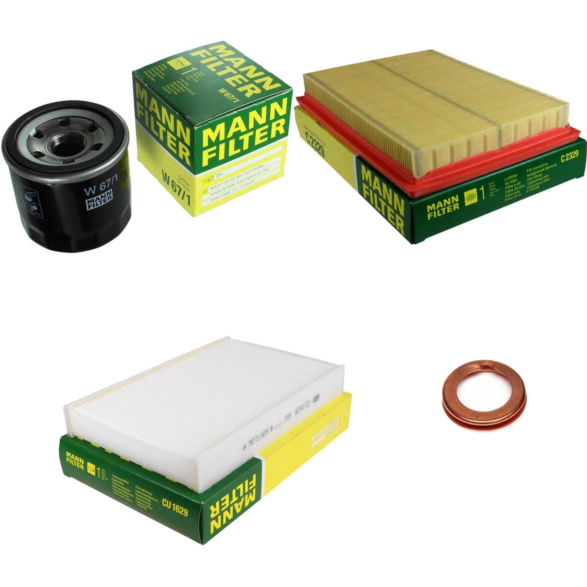 EISENFELS Filter Set Inspektionspaket erstellt mit MANN-FILTER Ölfilter W 67/1, Luftfilter C 2329, Innenraumfilter CU 1629, Dichtring EISENFELS Filter Set Inspektionspaket erstellt mit MANN-FILTER Ölfilter W 67/1, Luftfilter C 2329, Innenraumfilter CU 1629, Dichtring von EISENFELS