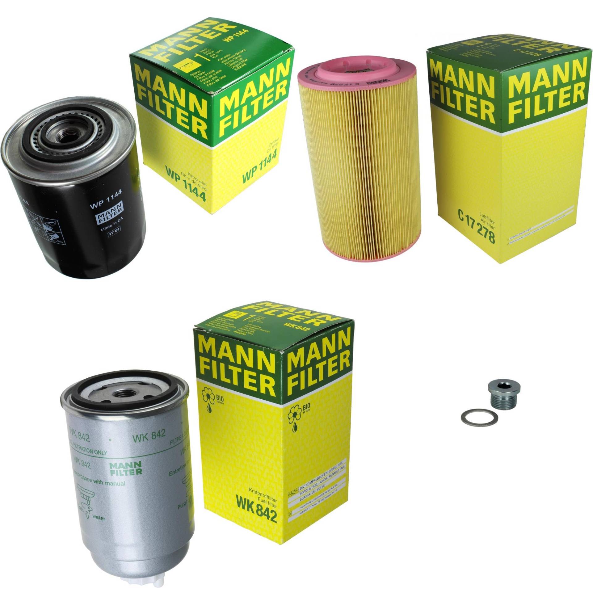 EISENFELS Filter Set Inspektionspaket erstellt mit MANN-FILTER Ölfilter WP 1144, Luftfilter C 17 278, Kraftstofffilter WK 842, Verschlussschraube von EISENFELS