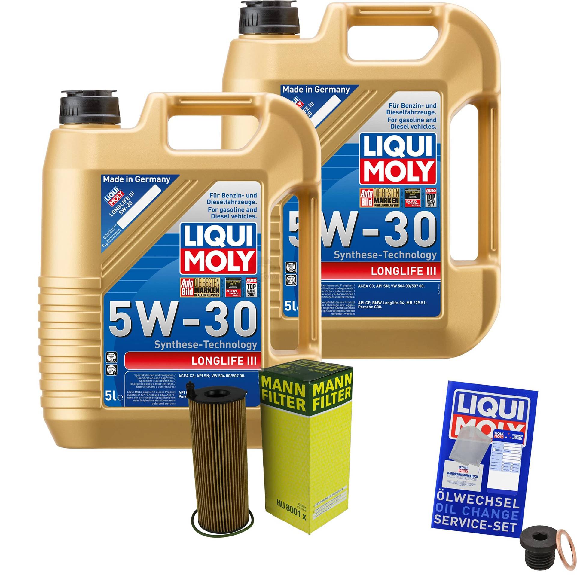 EISENFELS Inspektionspaket Wartungspaket Filterset mit 10 L Motoröl Longlife 3 5W-30, Ölfilter, Verschlussschraube EISENFELS Inspektionspaket Wartungspaket Filterset mit 10 L Motoröl Longlife 3 5W-30, Ölfilter, Verschlussschraube von EISENFELS