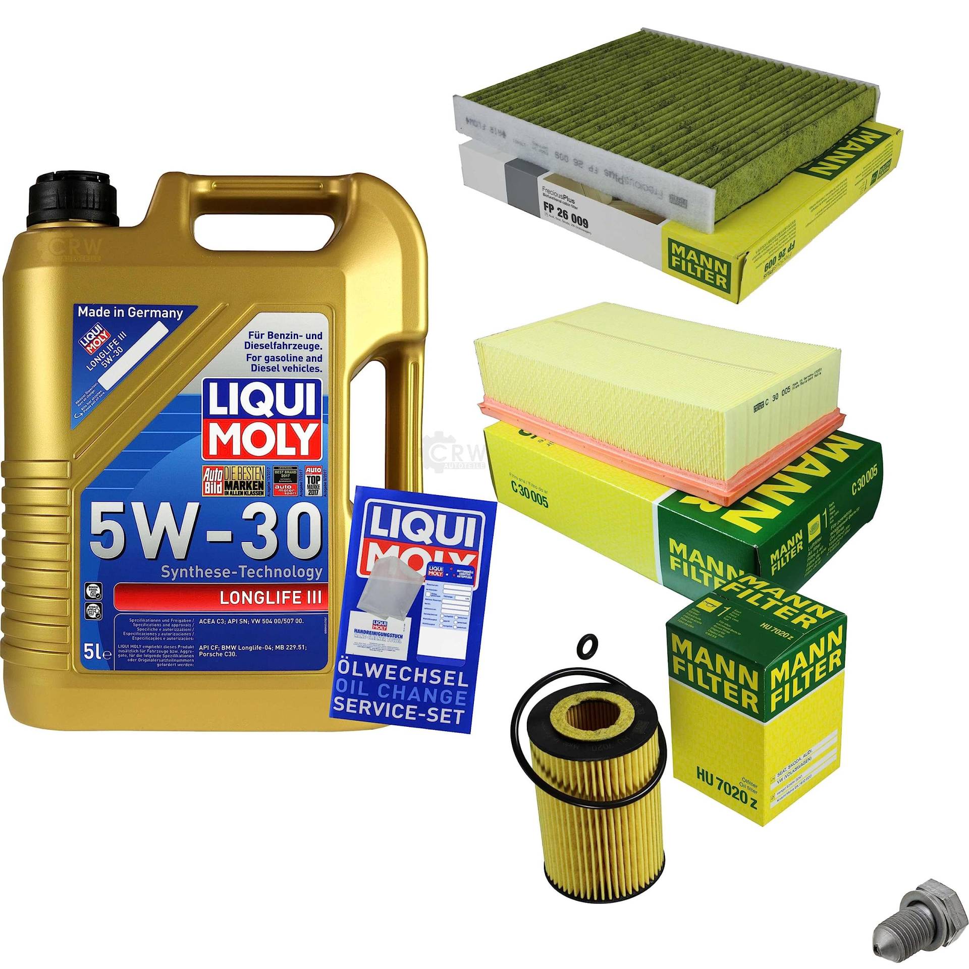 EISENFELS Inspektionspaket Wartungspaket Filterset mit 5 L Motoröl 5W-30 Ölfilter, Luftfilter, Innenraumfilter, Verschlussschraube EISENFELS Inspektionspaket Wartungspaket Filterset mit 5 L Motoröl 5W-30 Ölfilter, Luftfilter, Innenraumfilter, Verschlussschraube von EISENFELS