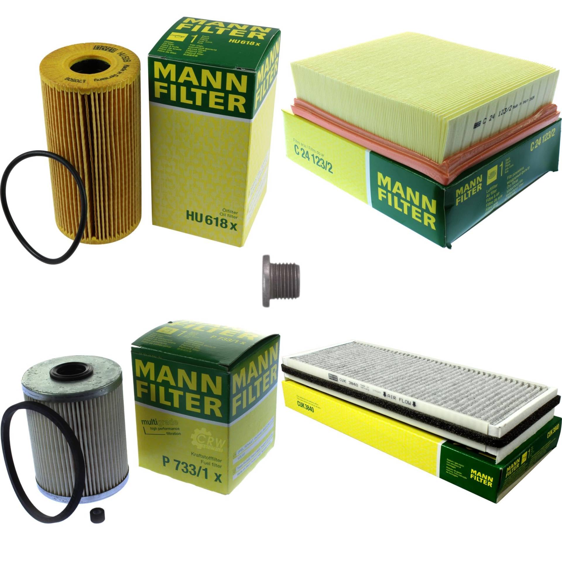 EISENFELS Inspektionspaket Wartungspaket Filterset mit Ölfilter HU 618 x, Luftfilter C 24 123/2, Kraftstofffilter P 733/1 x, Innenraumfilter CUK 3840, Verschlussschraube EISENFELS Inspektionspaket Wartungspaket Filterset mit Ölfilter HU 618 x, Luftfilter C 24 123/2, Kraftstofffilter P 733/1 x, Innenraumfilter CUK 3840, Verschlussschraube von EISENFELS