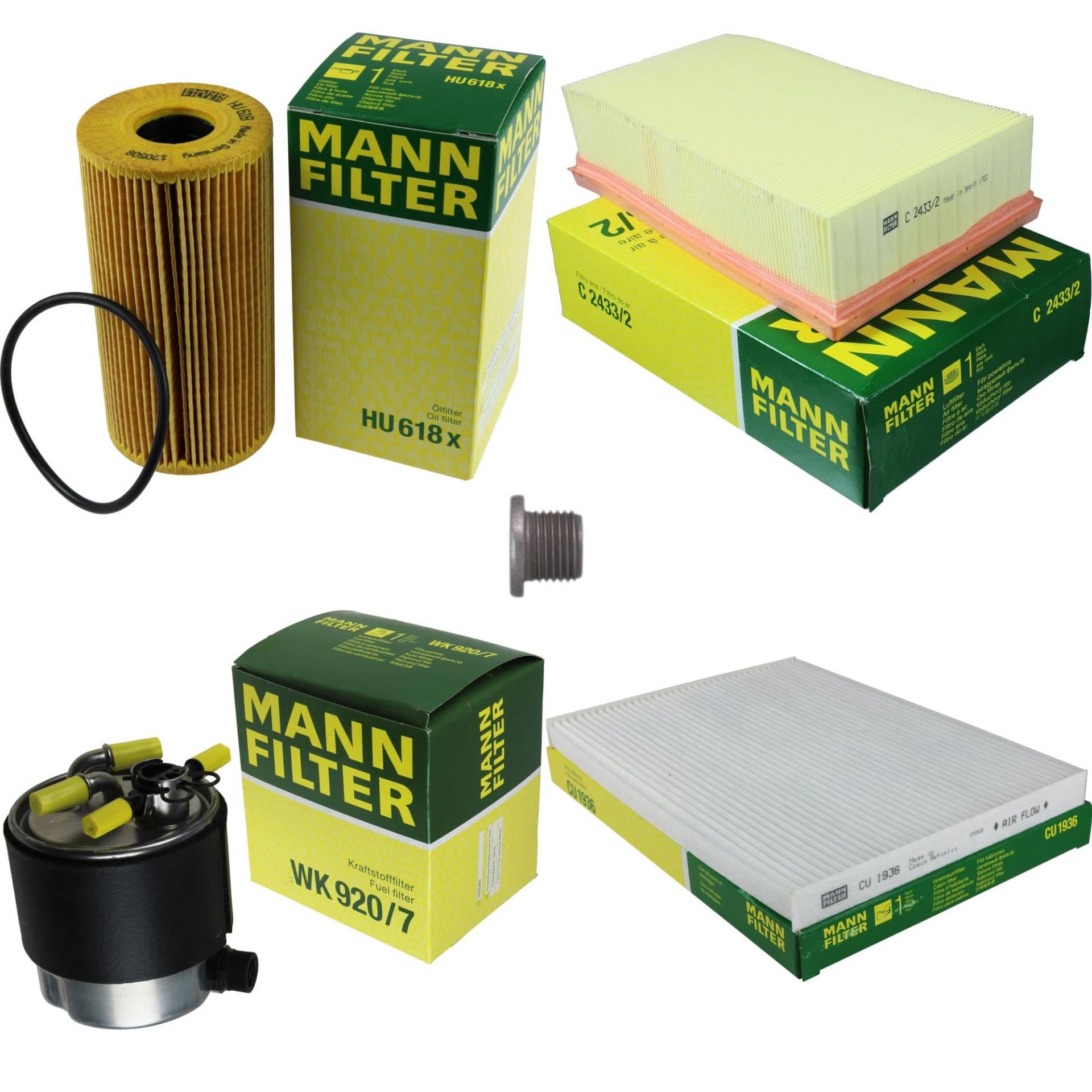 EISENFELS Inspektionspaket Wartungspaket Filterset mit Ölfilter HU 618 x, Luftfilter C 2433/2, Kraftstofffilter WK 920/7, Innenraumfilter CU 1936, Verschlussschraube EISENFELS Inspektionspaket Wartungspaket Filterset mit Ölfilter HU 618 x, Luftfilter C 2433/2, Kraftstofffilter WK 920/7, Innenraumfilter CU 1936, Verschlussschraube von EISENFELS