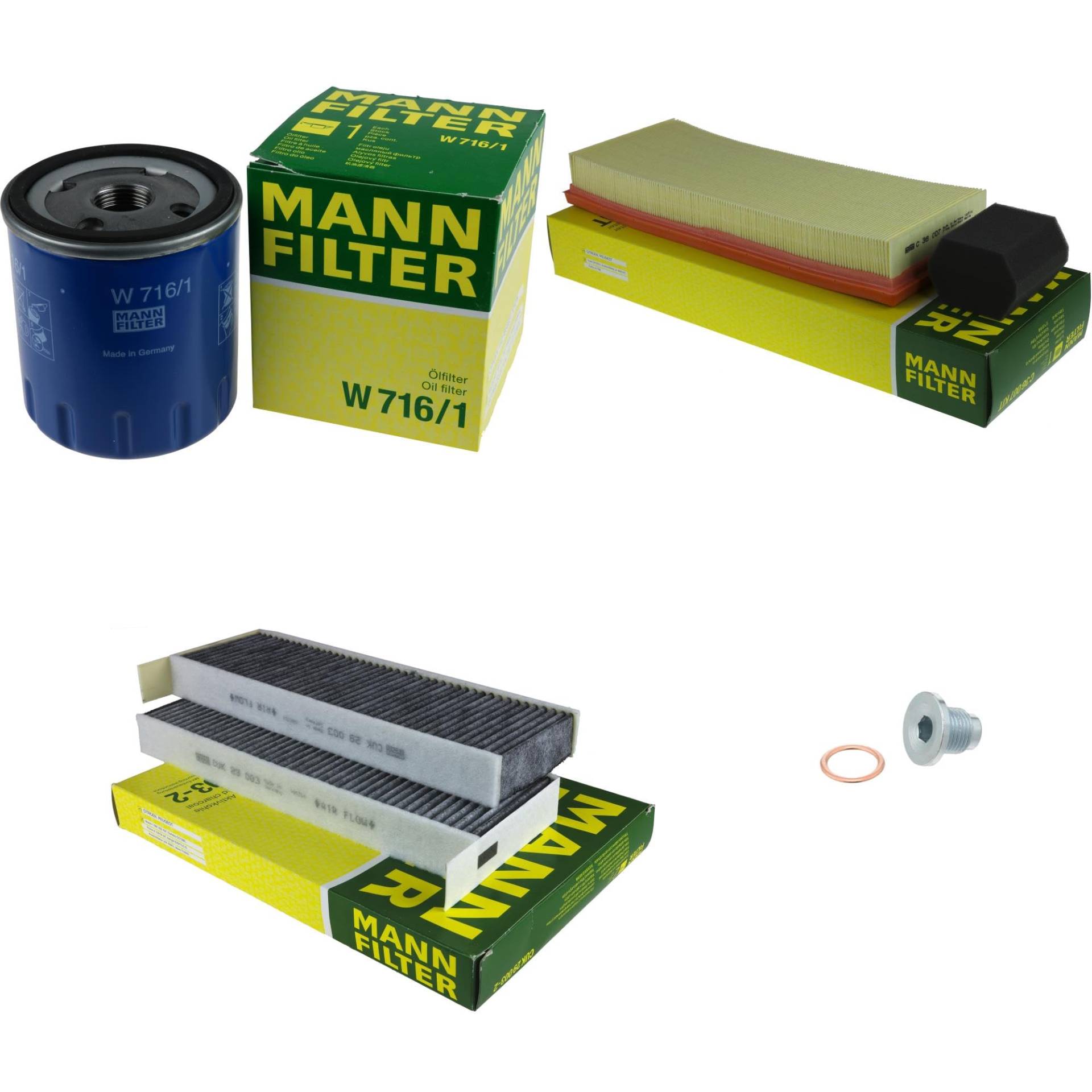 EISENFELS Inspektionspaket Wartungspaket Filterset mit Ölfilter W 716/1, Luftfilter C 36 007 KIT, Innenraumfilter CUK 29 003-2, Verschlussschraube EISENFELS Inspektionspaket Wartungspaket Filterset mit Ölfilter W 716/1, Luftfilter C 36 007 KIT, Innenraumfilter CUK 29 003-2, Verschlussschraube von EISENFELS