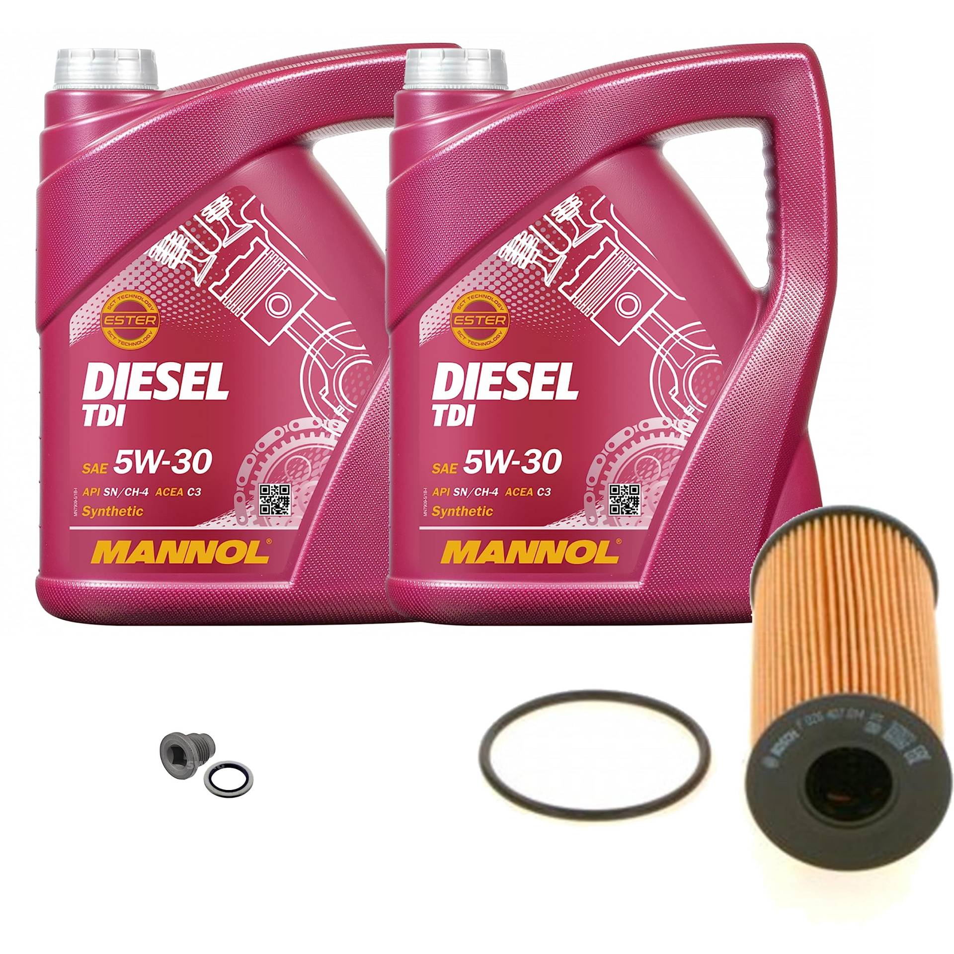 Inspektionspaket Wartungspaket Filterset mit 10 L Motoröl Diesel TDI 5W-30, Ölfilter, Verschlussschraube von EISENFELS