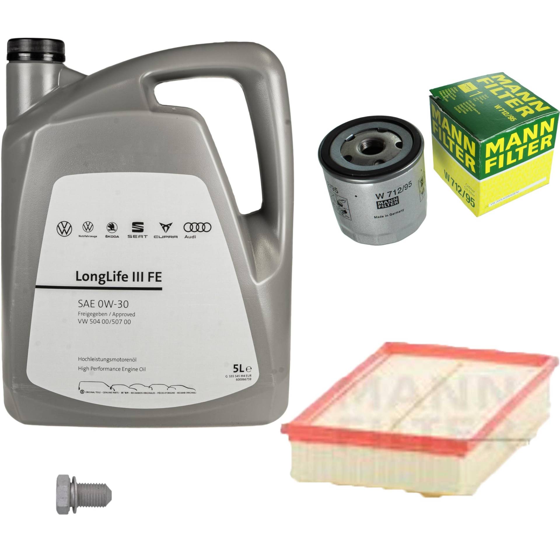 Inspektionspaket Wartungspaket Filterset mit 5 L 0W-30 Motoröl LongLife 3 FE, Ölfilter, Luftfilter, Verschlussschraube Inspektionspaket Wartungspaket Filterset mit 5 L 0W-30 Motoröl LongLife 3 FE, Ölfilter, Luftfilter, Verschlussschraube von EISENFELS