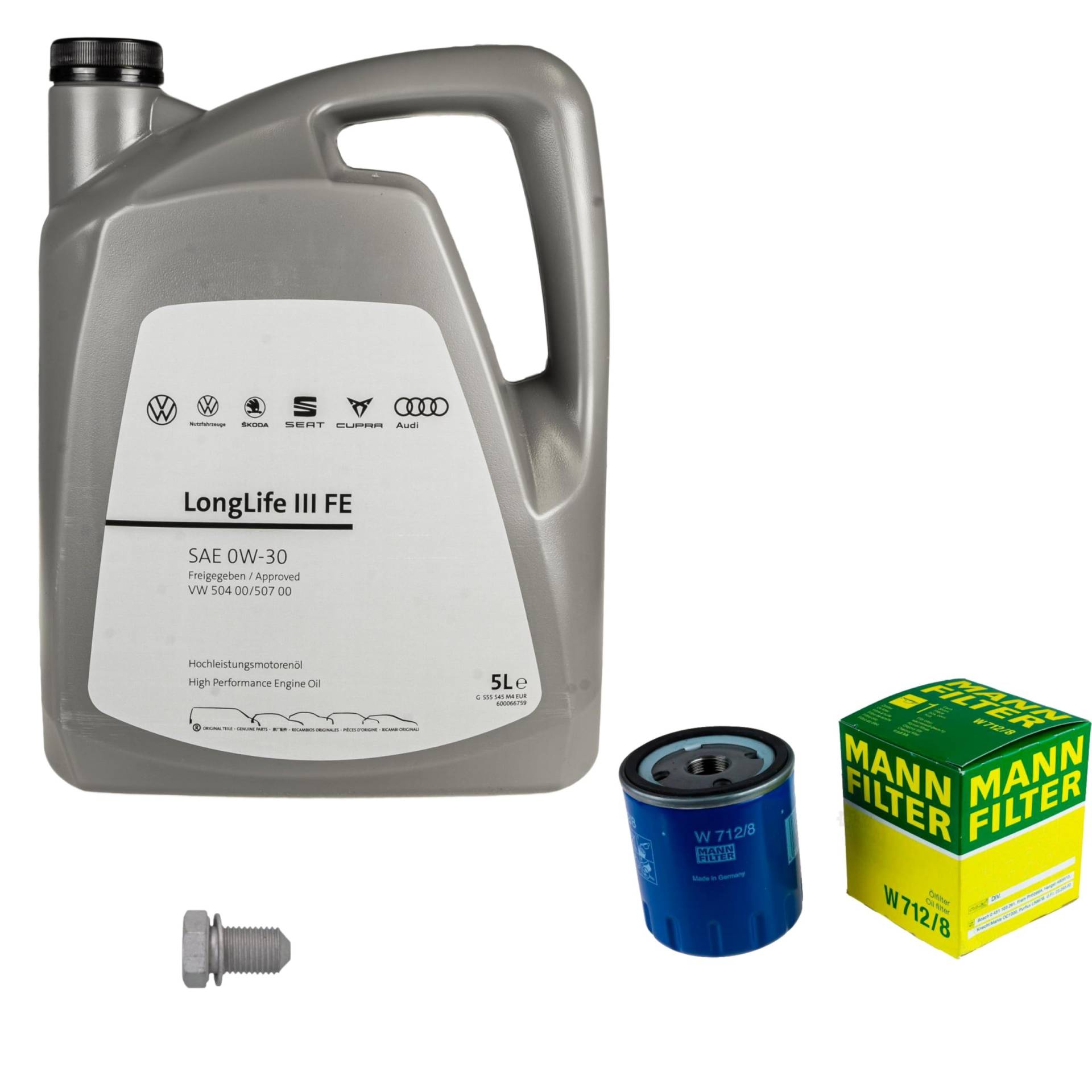 Inspektionspaket Wartungspaket Filterset mit 5 L 0W-30 Motoröl LongLife 3 FE, Ölfilter Ölablassschraube Inspektionspaket Wartungspaket Filterset mit 5 L 0W-30 Motoröl LongLife 3 FE, Ölfilter Ölablassschraube von EISENFELS