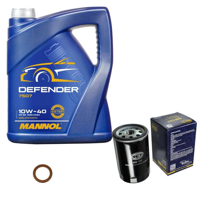 Inspektionspaket Wartungspaket Filterset mit 5 L Motoröl Defender 10W-40, Ölfilter, Dichtring von EISENFELS