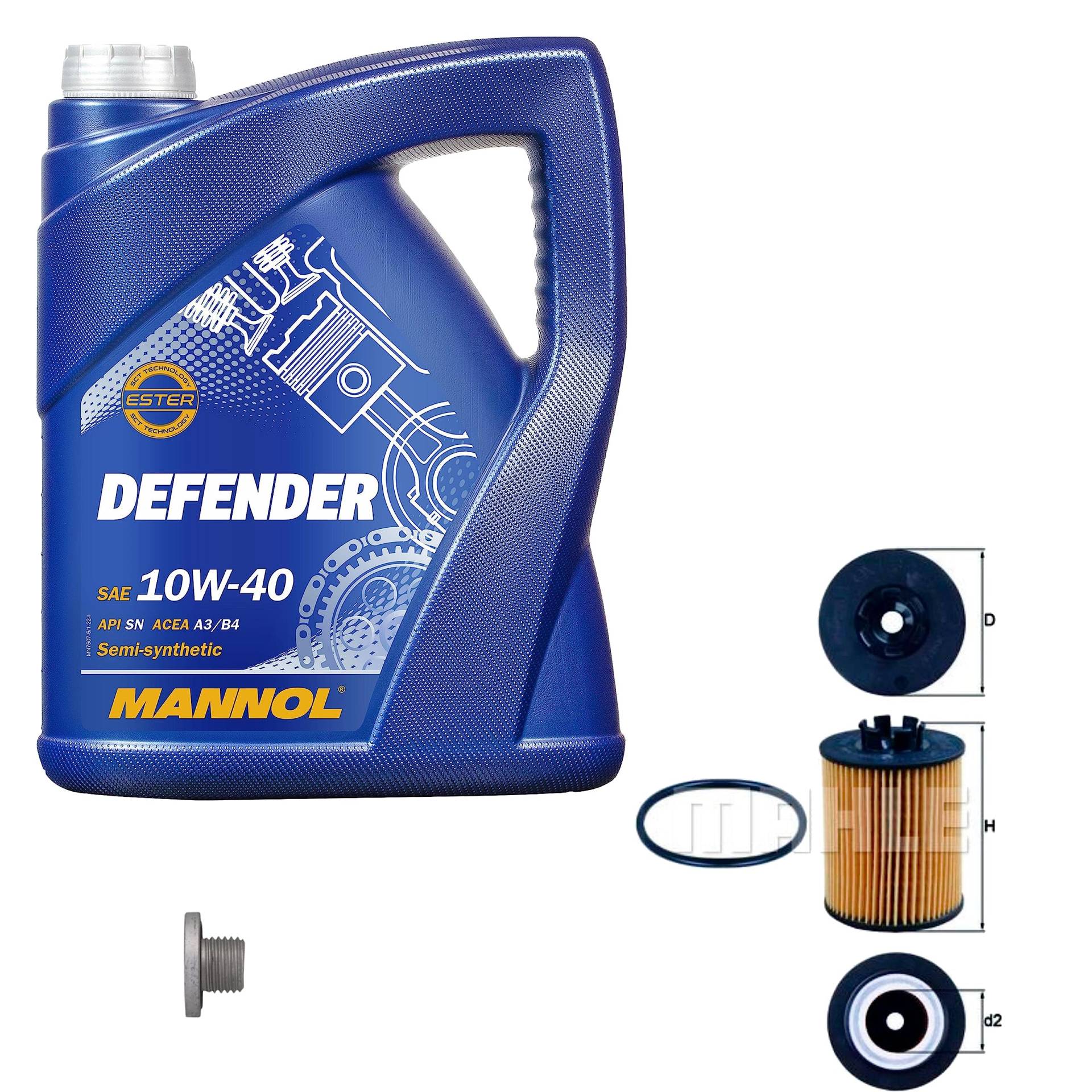 Inspektionspaket Wartungspaket Filterset mit 5 L Motoröl Defender 10W-40, Ölfilter, Verschlussschraube von EISENFELS