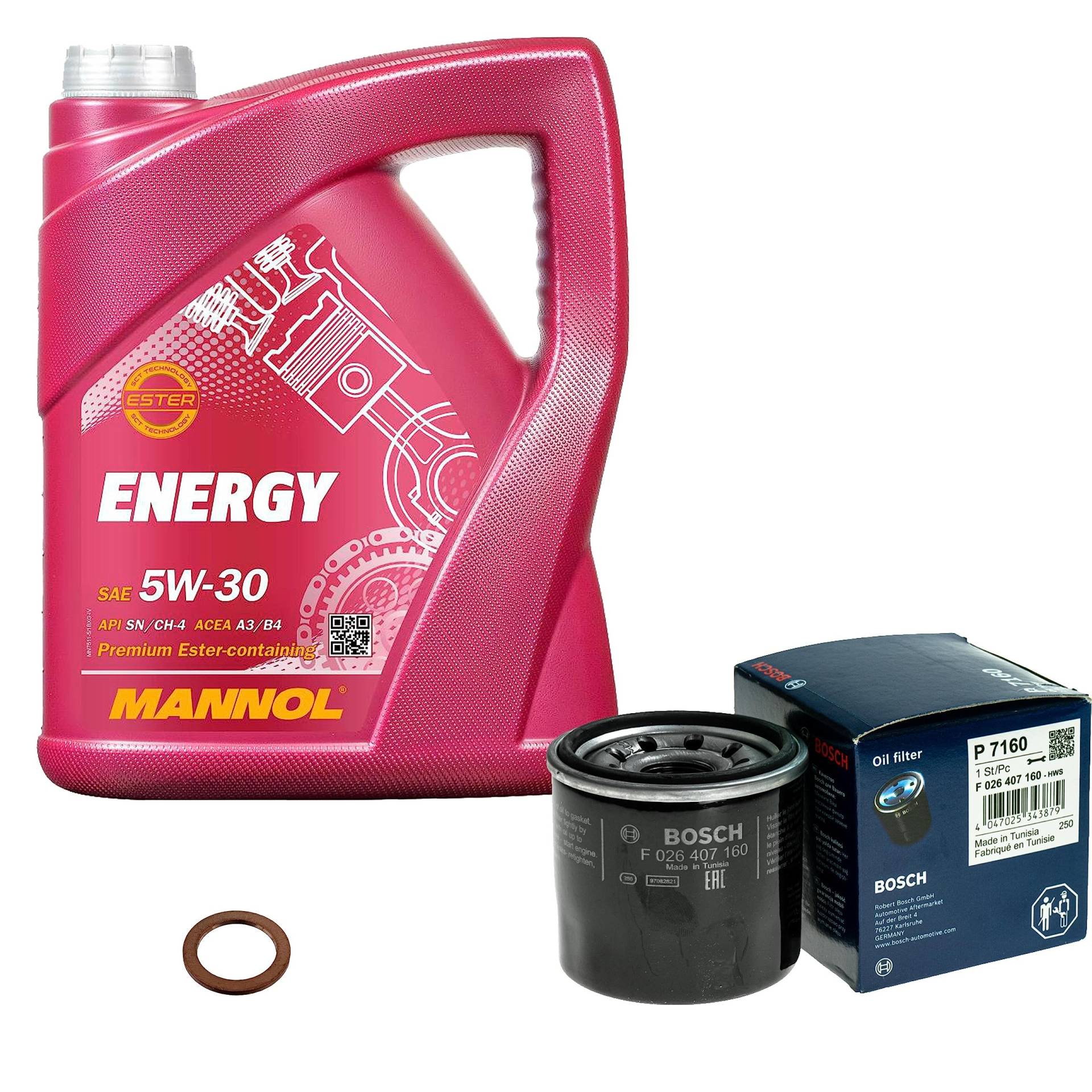 Inspektionspaket Wartungspaket Filterset mit 5 L Motoröl Energy 5W-30, Ölfilter, Dichtring von EISENFELS