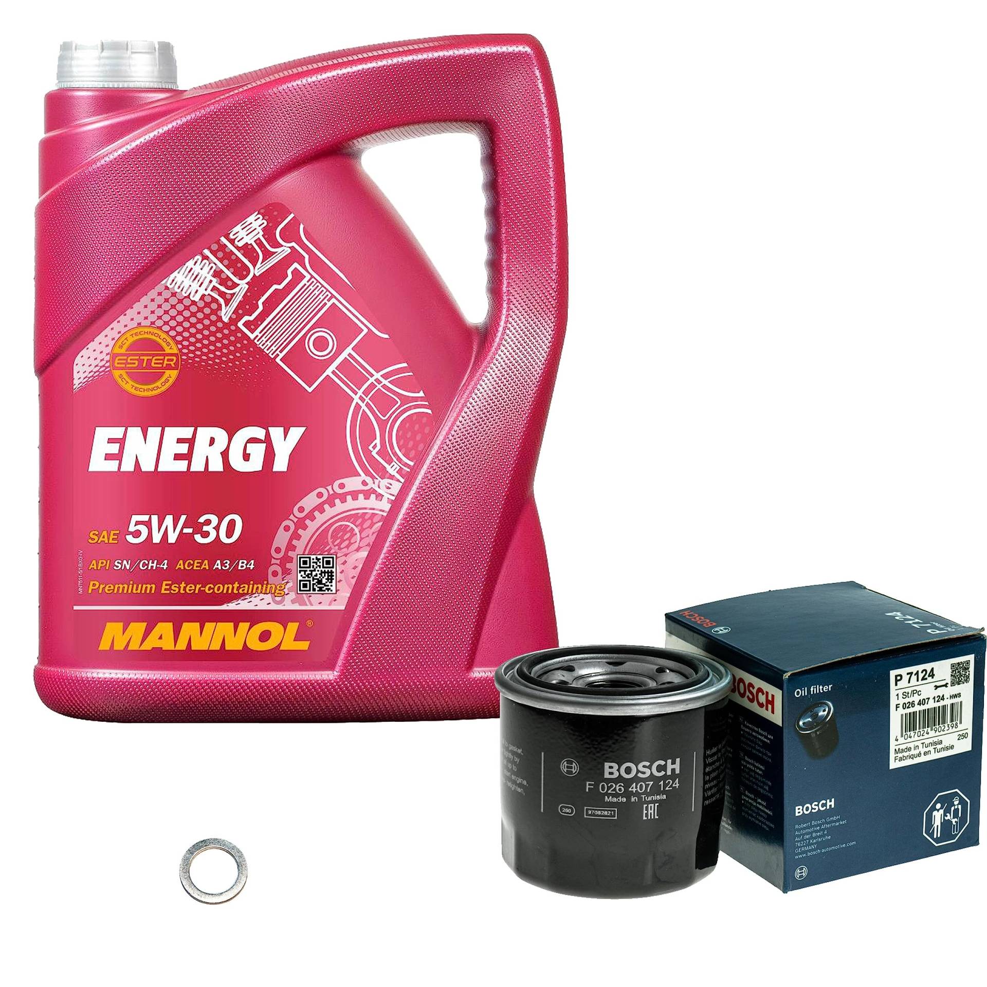 Inspektionspaket Wartungspaket Filterset mit 5 L Motoröl Energy 5W-30, Ölfilter, Dichtring von EISENFELS