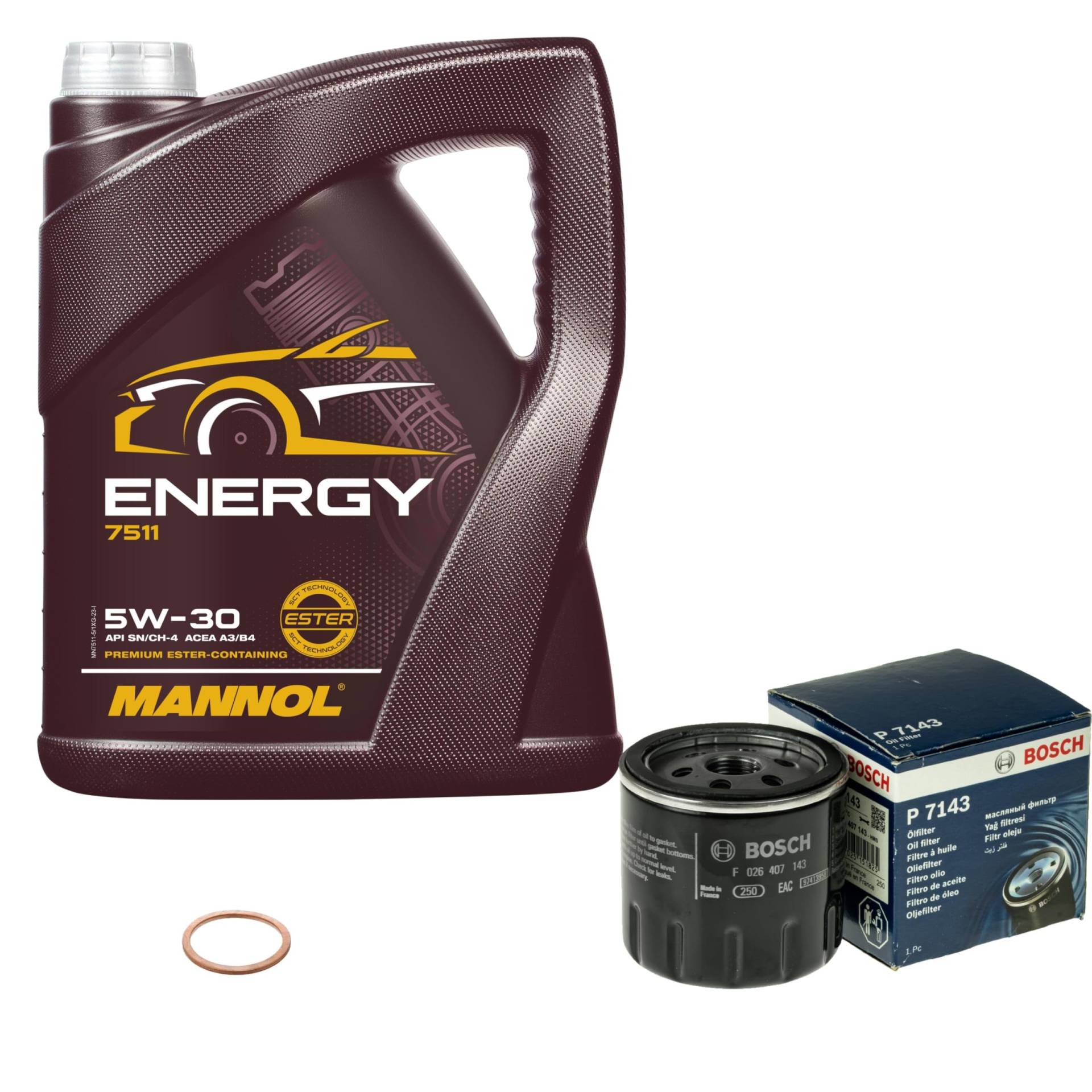 Inspektionspaket Wartungspaket Filterset mit 5 L Motoröl Energy 5W-30, Ölfilter, Dichtring Inspektionspaket Wartungspaket Filterset mit 5 L Motoröl Energy 5W-30, Ölfilter, Dichtring von EISENFELS