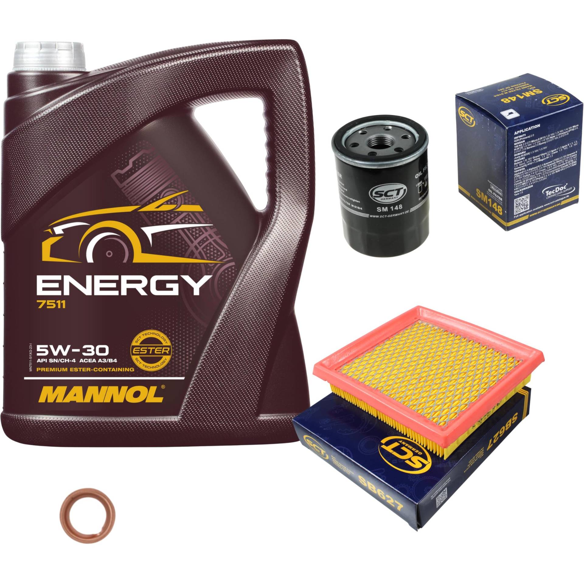 Inspektionspaket Wartungspaket Filterset mit 5 L Motoröl Energy 5W-30, Ölfilter, Luftfilter, Dichtring Inspektionspaket Wartungspaket Filterset mit 5 L Motoröl Energy 5W-30, Ölfilter, Luftfilter, Dichtring von EISENFELS