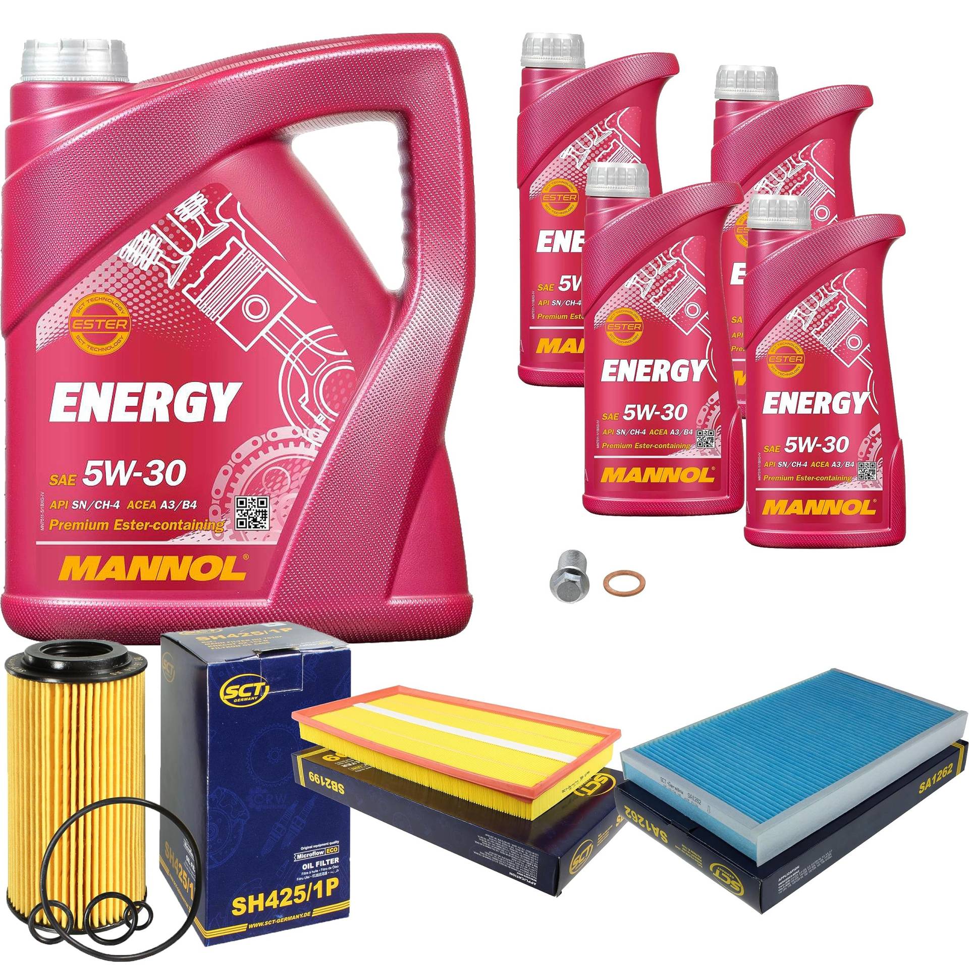 Inspektionspaket Wartungspaket Filterset mit 5 L Motoröl Energy 5W-30, Ölfilter, Luftfilter, Innenraumfilter, Verschlussschraube Inspektionspaket Wartungspaket Filterset mit 5 L Motoröl Energy 5W-30, Ölfilter, Luftfilter, Innenraumfilter, Verschlussschraube von EISENFELS