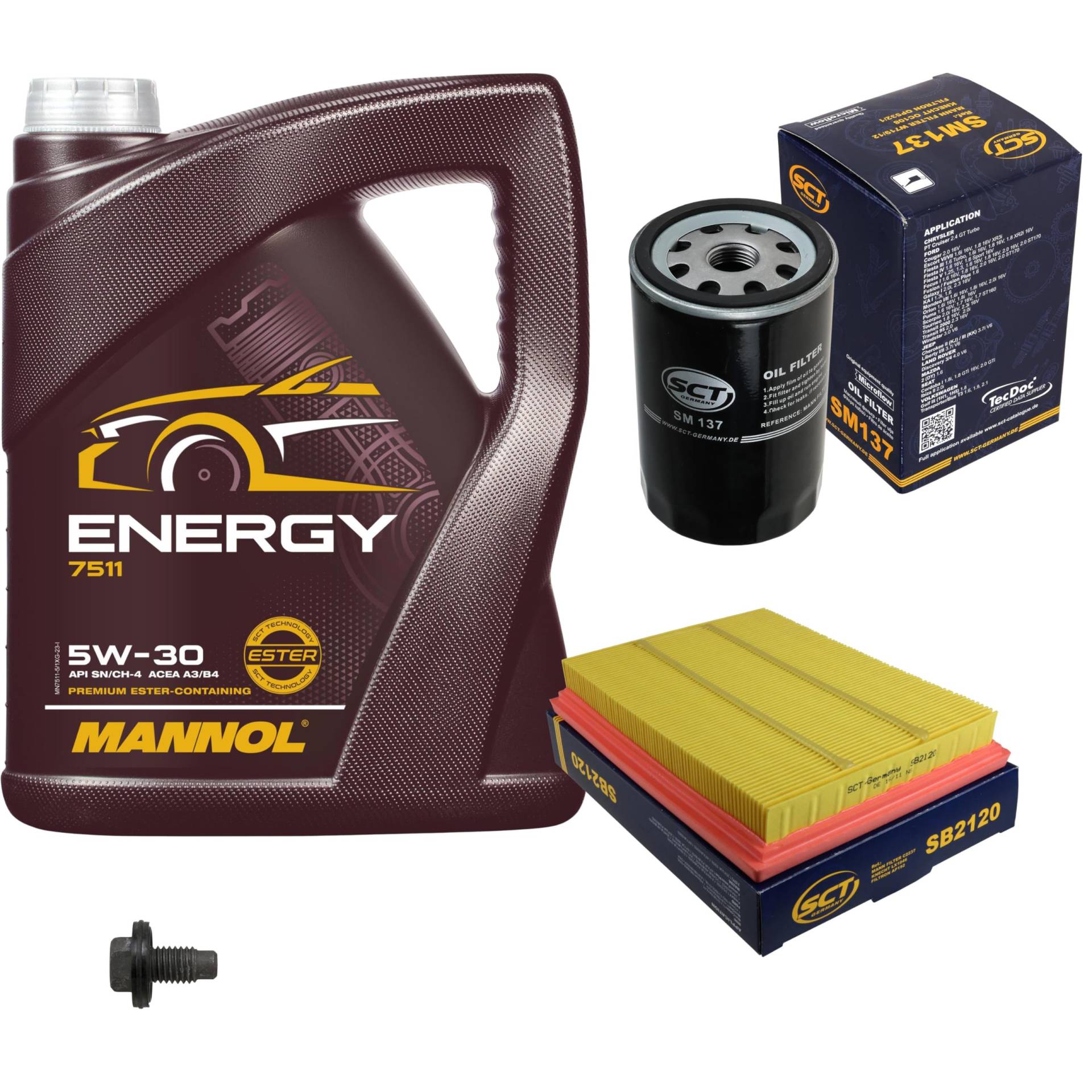 Inspektionspaket Wartungspaket Filterset mit 5 L Motoröl Energy 5W-30, Ölfilter, Luftfilter, Verschlussschraube Inspektionspaket Wartungspaket Filterset mit 5 L Motoröl Energy 5W-30, Ölfilter, Luftfilter, Verschlussschraube von EISENFELS