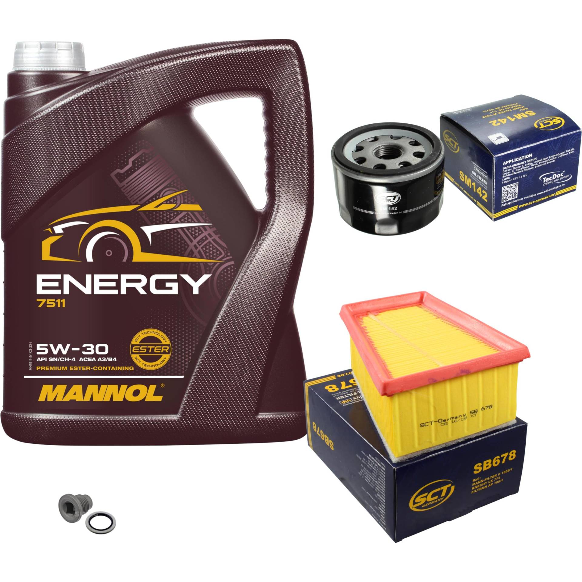 Inspektionspaket Wartungspaket Filterset mit 5 L Motoröl Energy 5W-30, Ölfilter, Luftfilter, Verschlussschraube Inspektionspaket Wartungspaket Filterset mit 5 L Motoröl Energy 5W-30, Ölfilter, Luftfilter, Verschlussschraube von EISENFELS