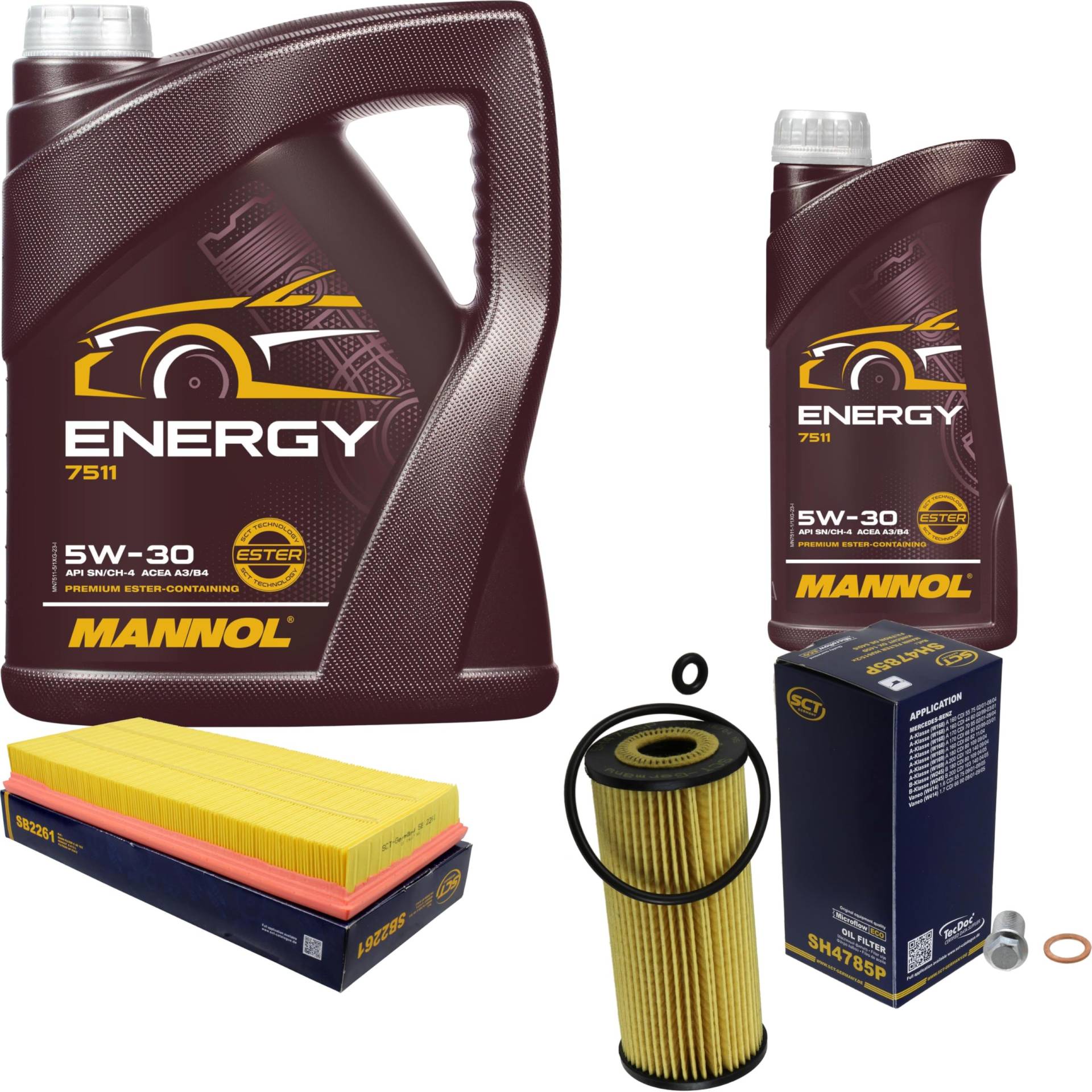 Inspektionspaket Wartungspaket Filterset mit 5 L Motoröl Energy 5W-30, Ölfilter, Luftfilter, Verschlussschraube Inspektionspaket Wartungspaket Filterset mit 5 L Motoröl Energy 5W-30, Ölfilter, Luftfilter, Verschlussschraube von EISENFELS