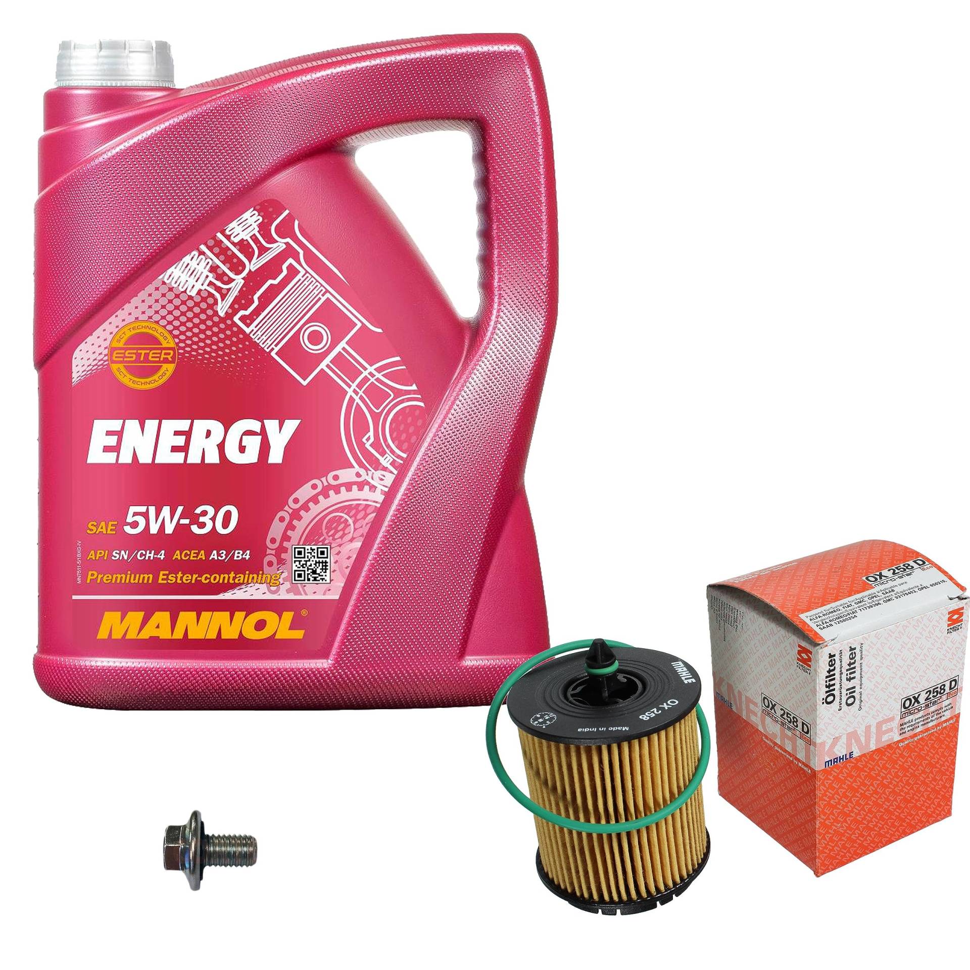 Inspektionspaket Wartungspaket Filterset mit 5 L Motoröl Energy 5W-30, Ölfilter, Verschlussschraube von EISENFELS
