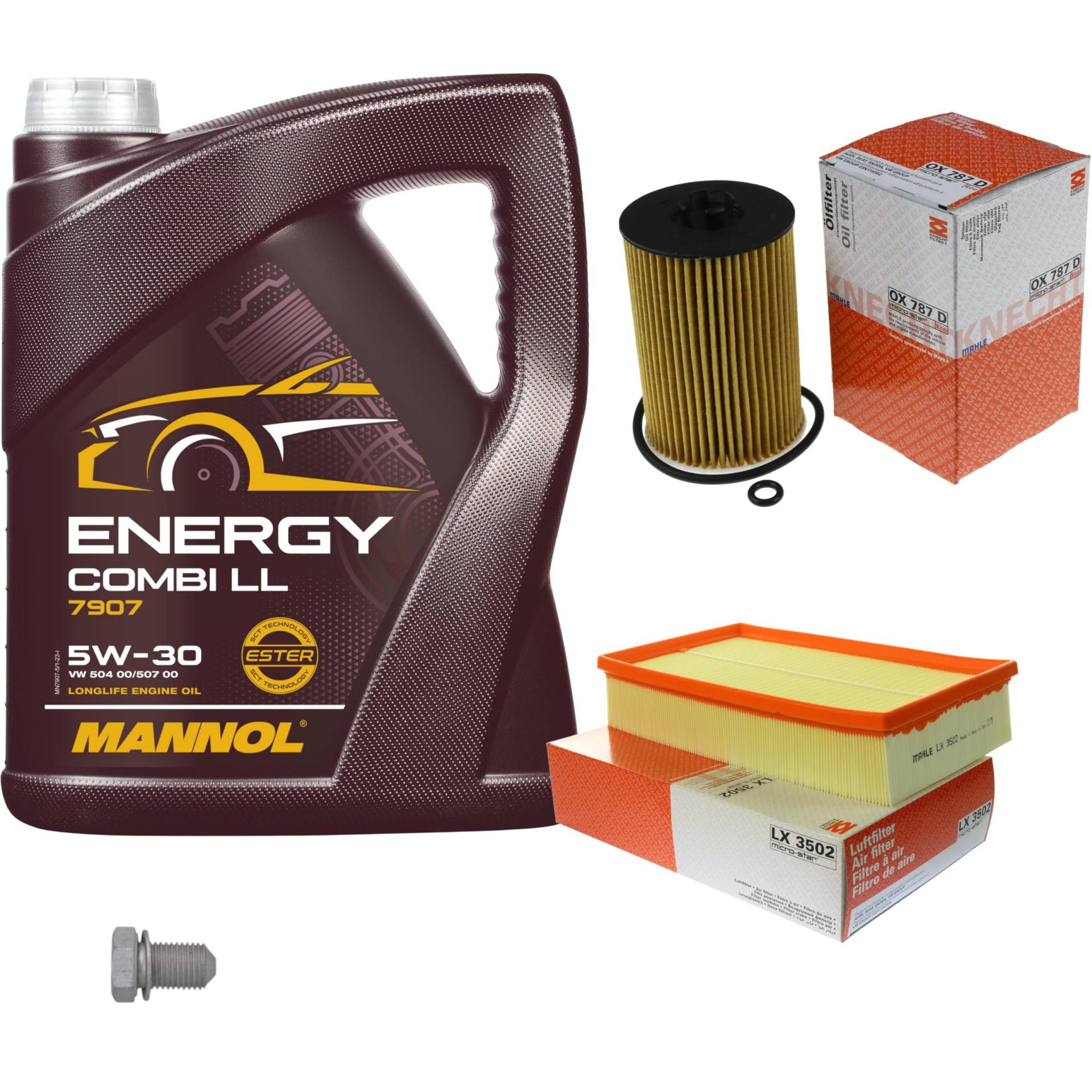 Inspektionspaket Wartungspaket Filterset mit 5 L Motoröl Energy Combi LL 5W-30, Ölfilter, Luftfilter, Verschlussschraube Inspektionspaket Wartungspaket Filterset mit 5 L Motoröl Energy Combi LL 5W-30, Ölfilter, Luftfilter, Verschlussschraube von EISENFELS