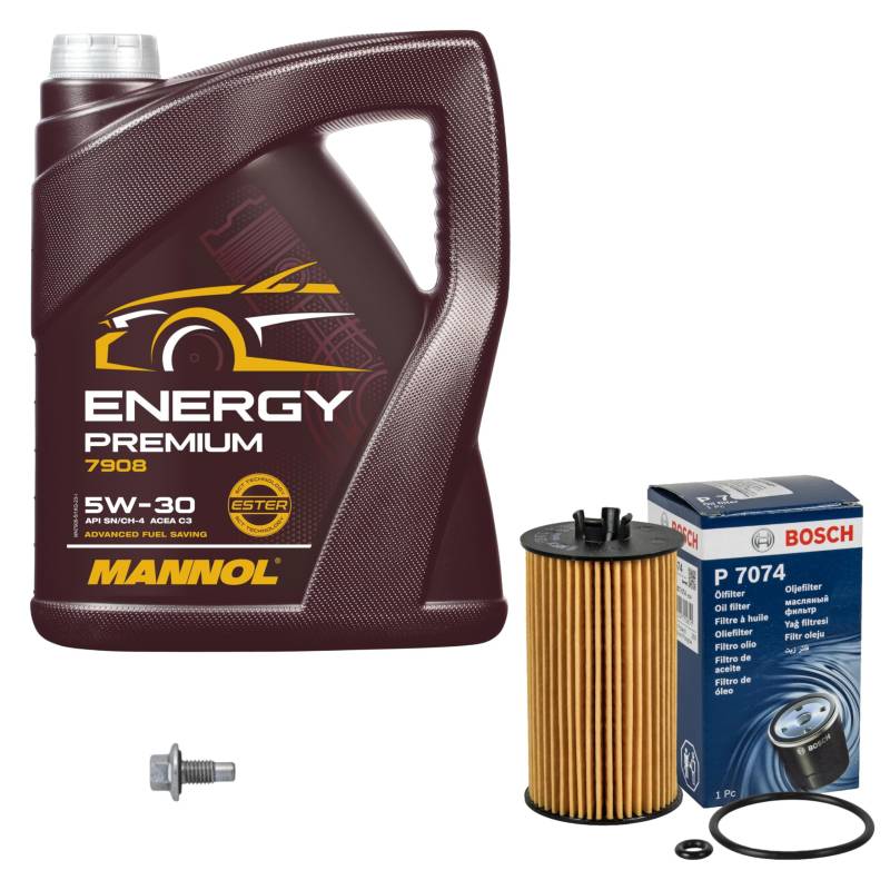 Inspektionspaket Wartungspaket Filterset mit 5 L Motoröl Energy Premium 5W-30, Ölfilter, Verschlussschraube von EISENFELS